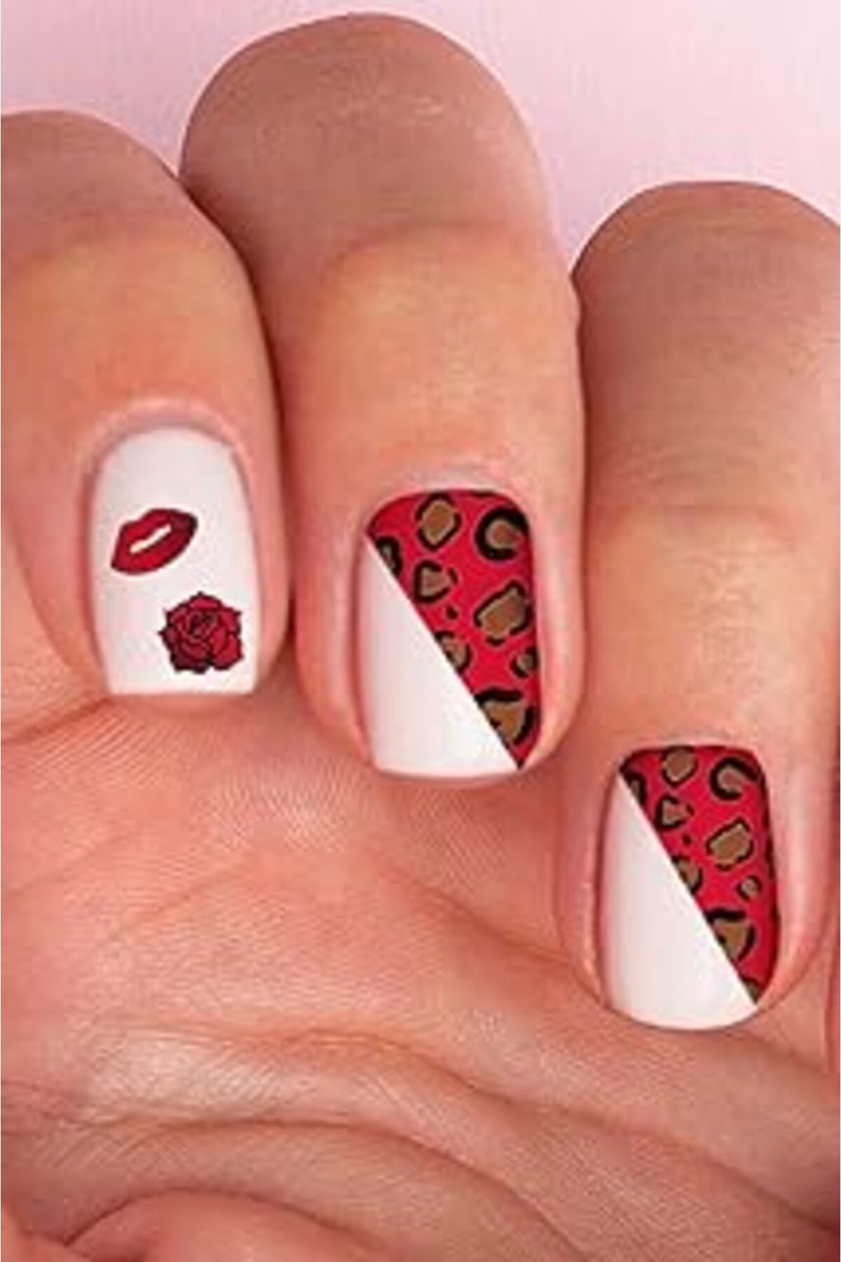 Karachil Artikel Kırmızı Desenler Tırnak Dövmesi, Tırnak Tattoo, Nail Art, Tırnak Sticker