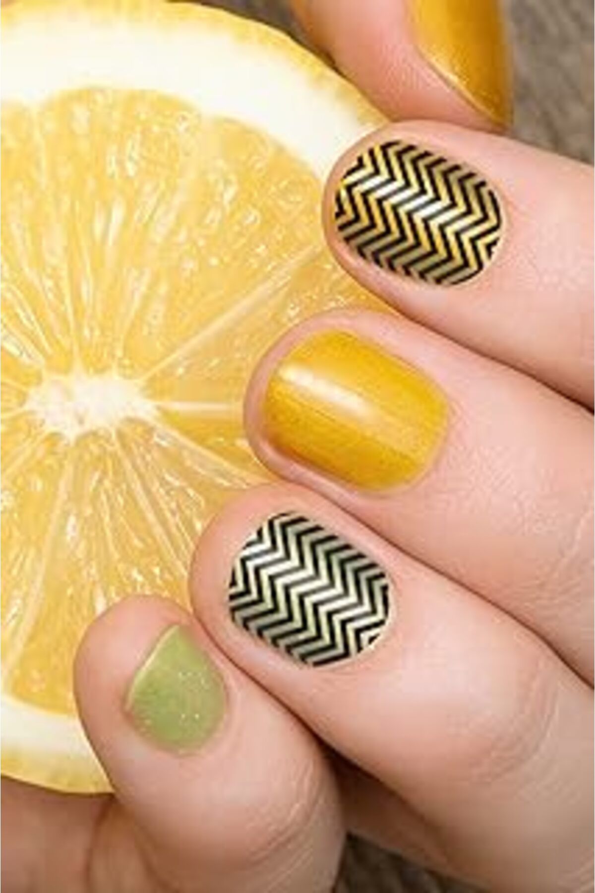 Karachil Artikel Zigzag Çizgiler Tırnak Dövmesi, Tırnak Tattoo, Nail Art, Tırnak Sticker