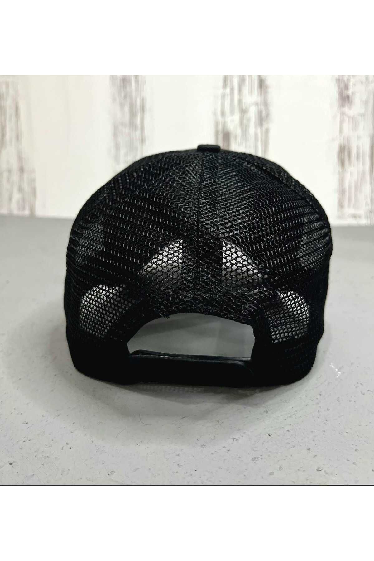 ZERAMİNE-Black Animal Figured Unisex Hat Mesh Adjustable Snap Fastener 2