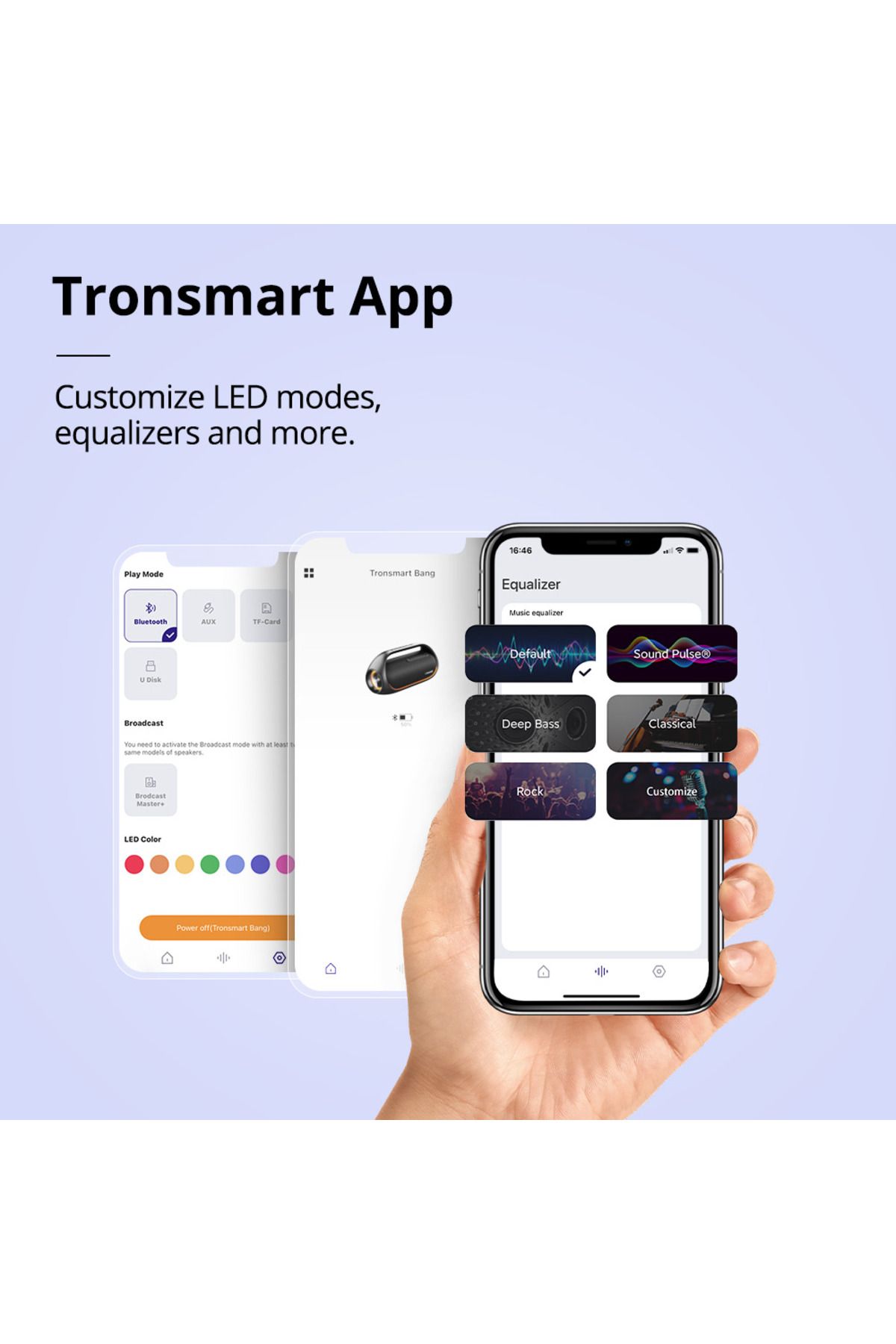 Tronsmart-مكبر صوت ترونسمارت بلوتوث، مكبر صوت محمول بانج 60 واط، مقاوم للماء IPX6، مكبر صوت مزود بإضاءة LED 7