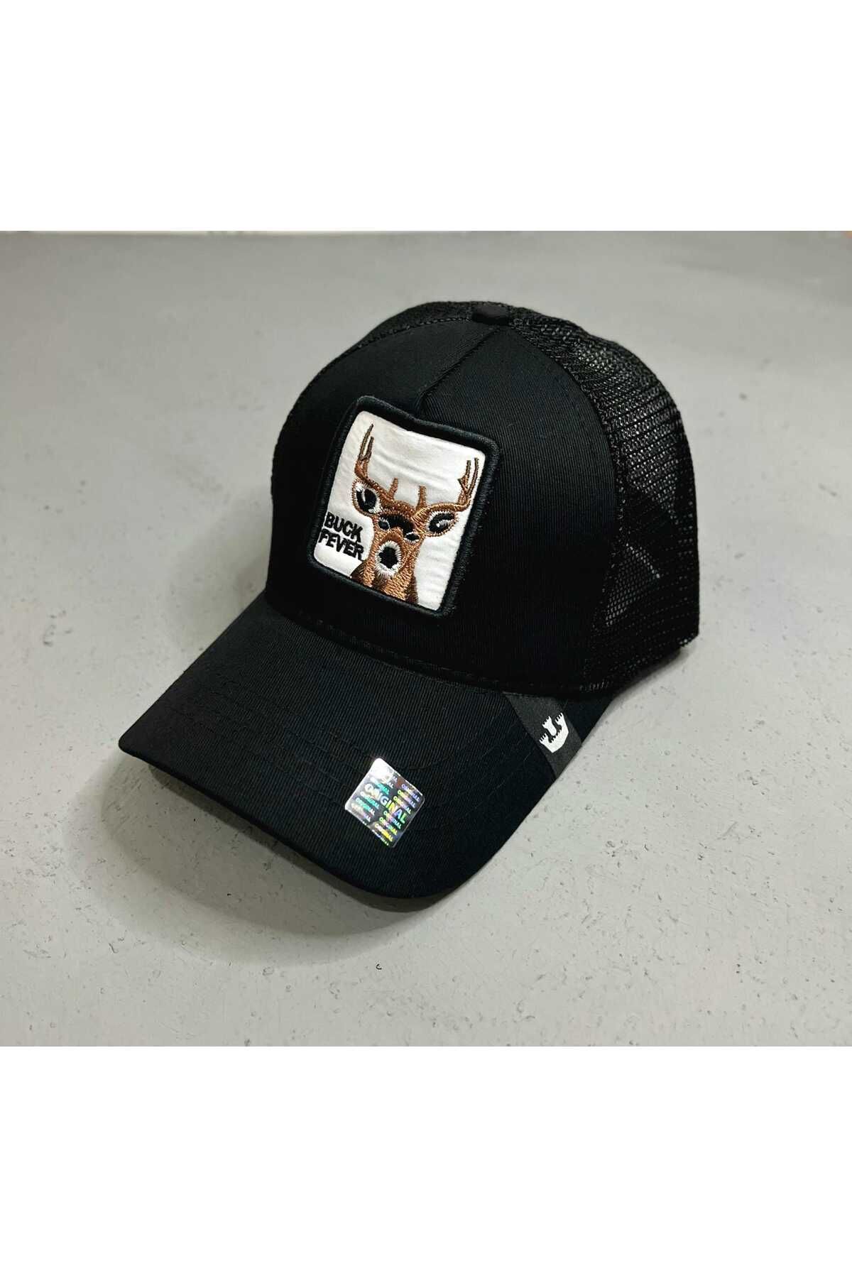 ZERAMİNE-Black Animal Figured Unisex Hat Mesh Adjustable Snap Fastener 1