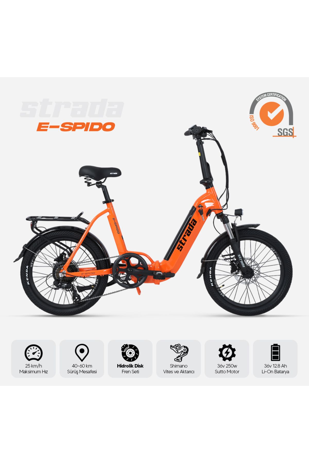 Stradacycles E-Spido Hidrolik Disk 20 Jant Katlanabilir Elektrikli Bisiklet
