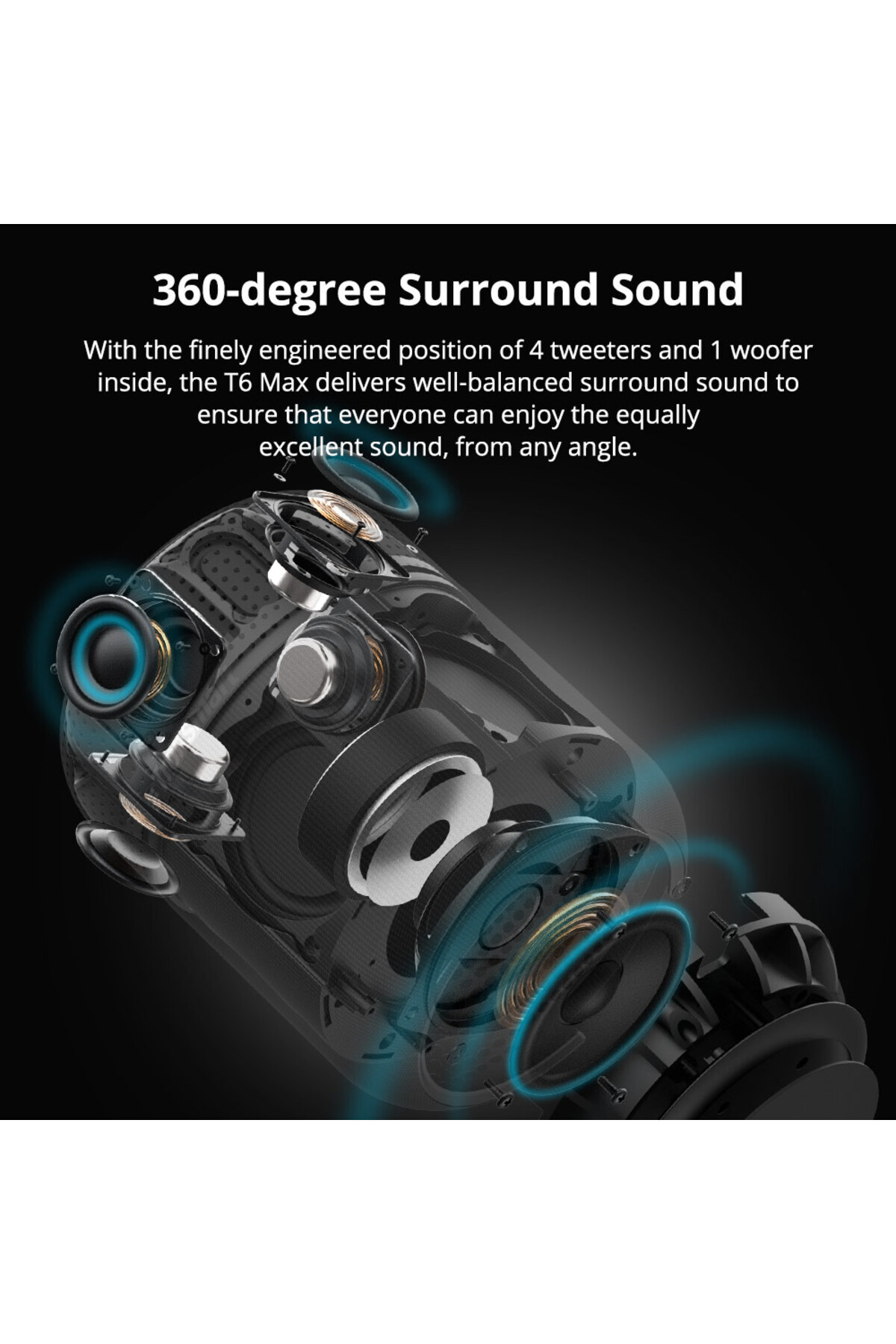 Tronsmart-Tronsmart T6 Max 60W,20H Playtime,IPX5 Splashproof Home Portable Bluetooth Speaker 5