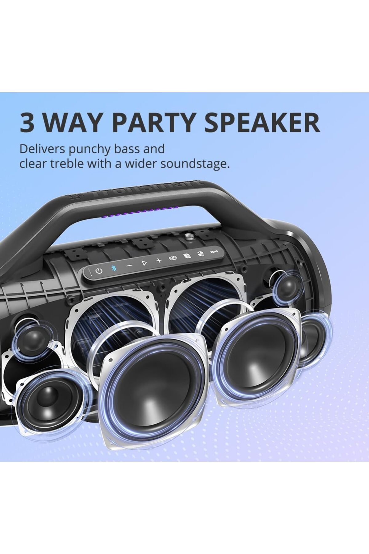 Tronsmart-Tronsmart Bang Max Portable Bluetooth Speaker, 130W Powerful Loud Speaker with Deep Bass Black 3
