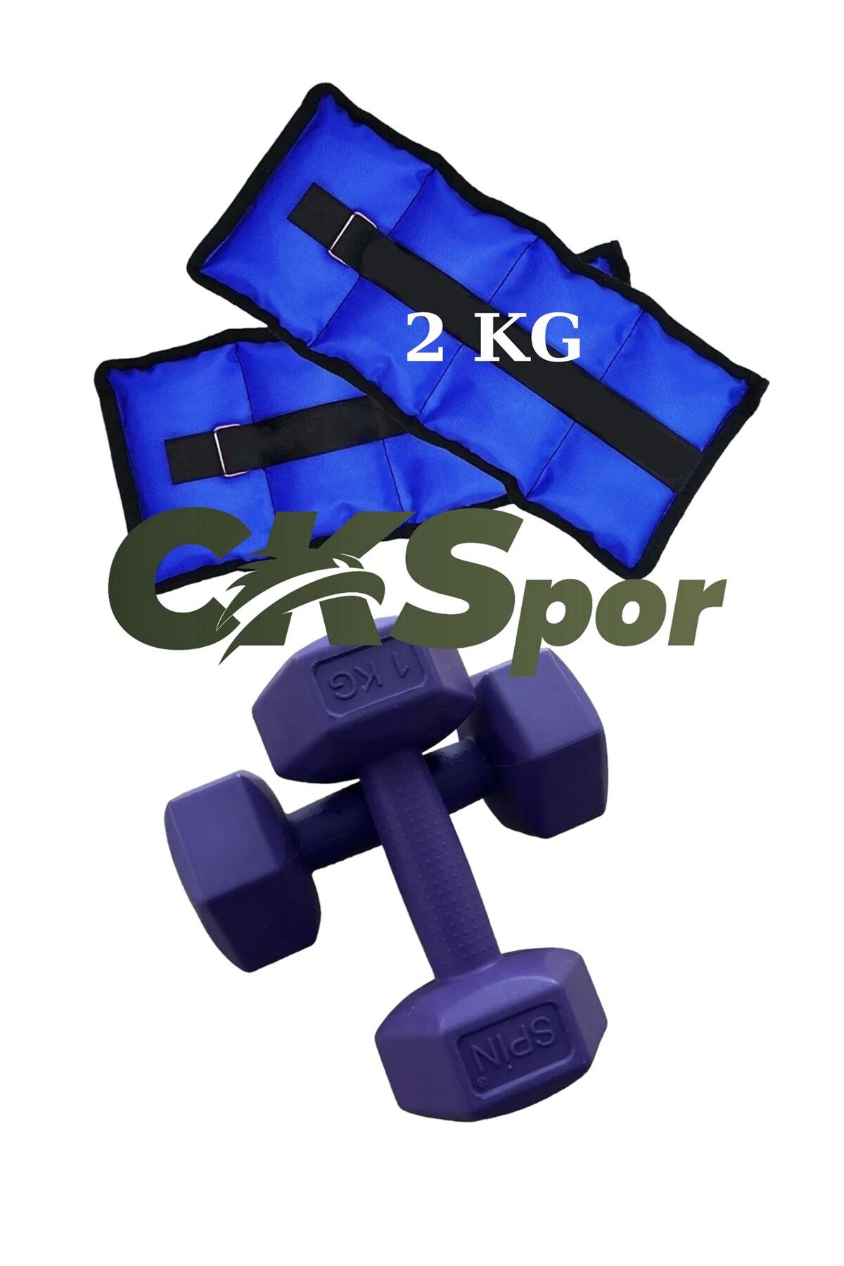 CKSpor Ağırlık Seti 2x2 Kg Bilek Ağırlığı + 2x1 Kg Mor Dambıl | Egzersiz Seti SET003