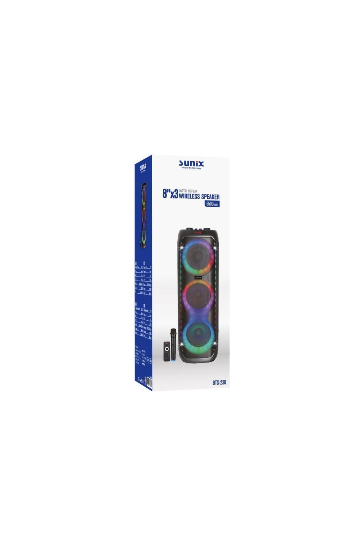 5500 Mah 8"x3 Uzaktan Kumanda ve Mikrofonlu Bluetooth Hoparlör BTS-230 - 2