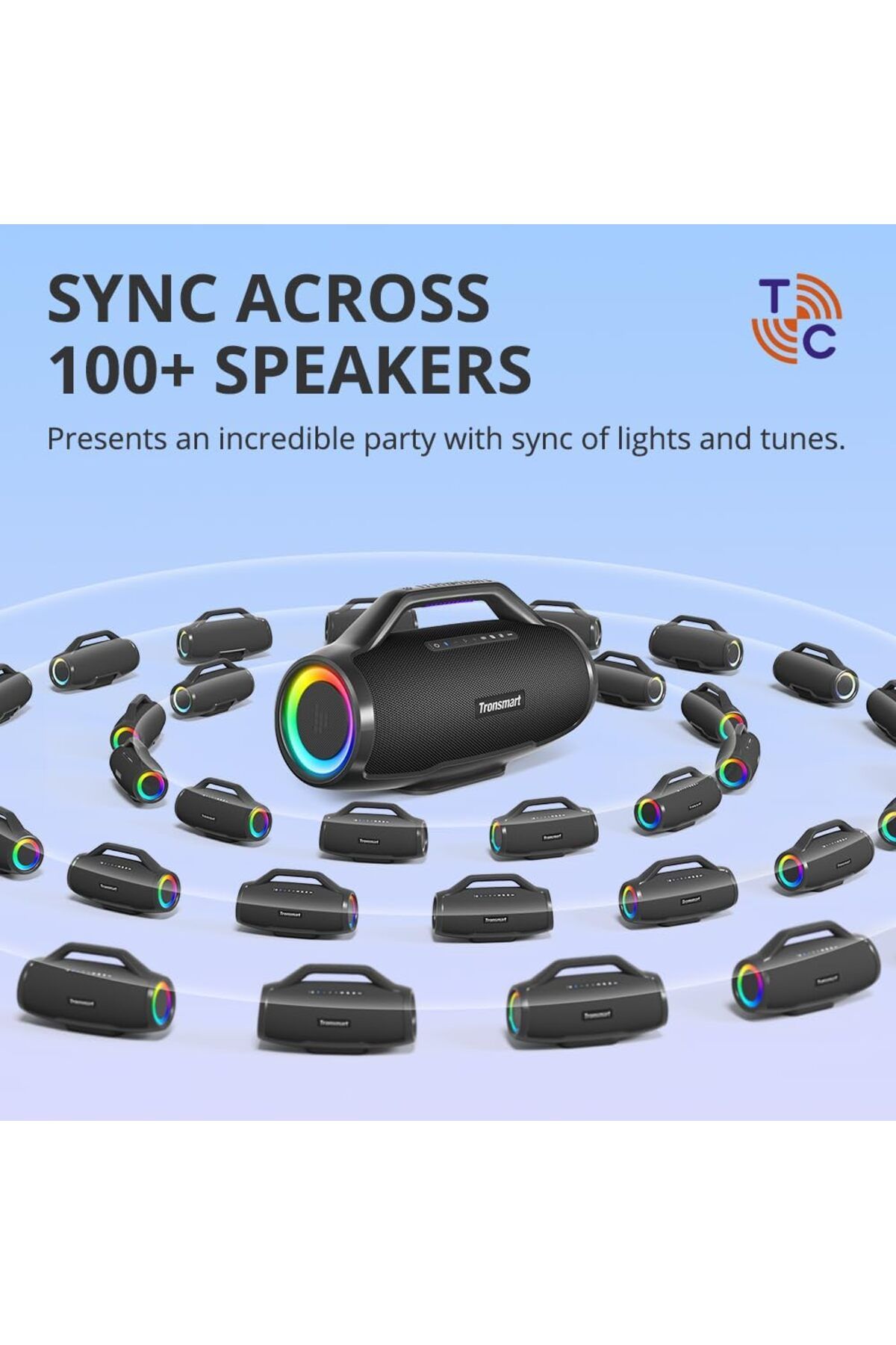 Tronsmart-Tronsmart Bang Max Portable Bluetooth Speaker, 130W Powerful Loud Speaker with Deep Bass Black 8