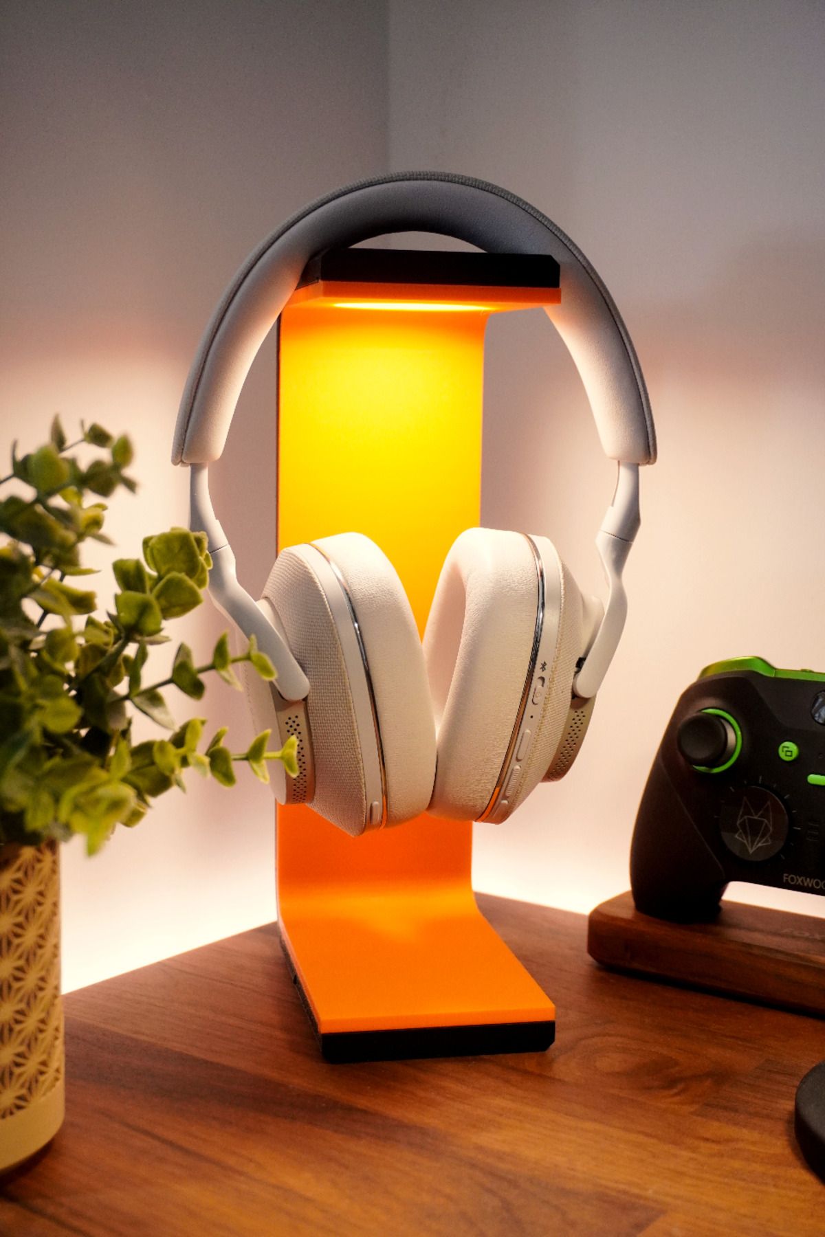 Print Wizzard Modern L Tasarım Masa Lambası & Kulaklık Standı | USB Bağlantılı | Çok Amaçlı Minimalist Lamba