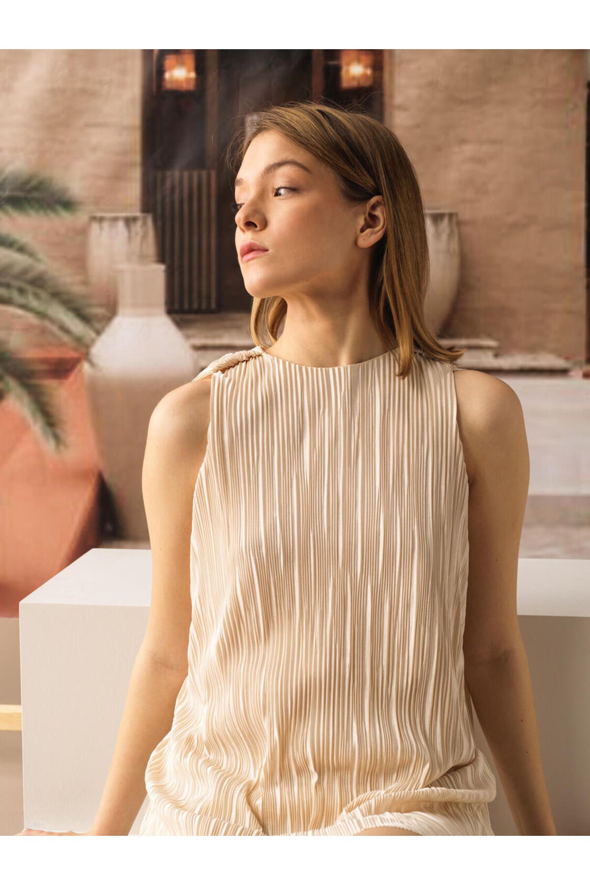 Kadın Ekru Regular Fit Elbise - 3