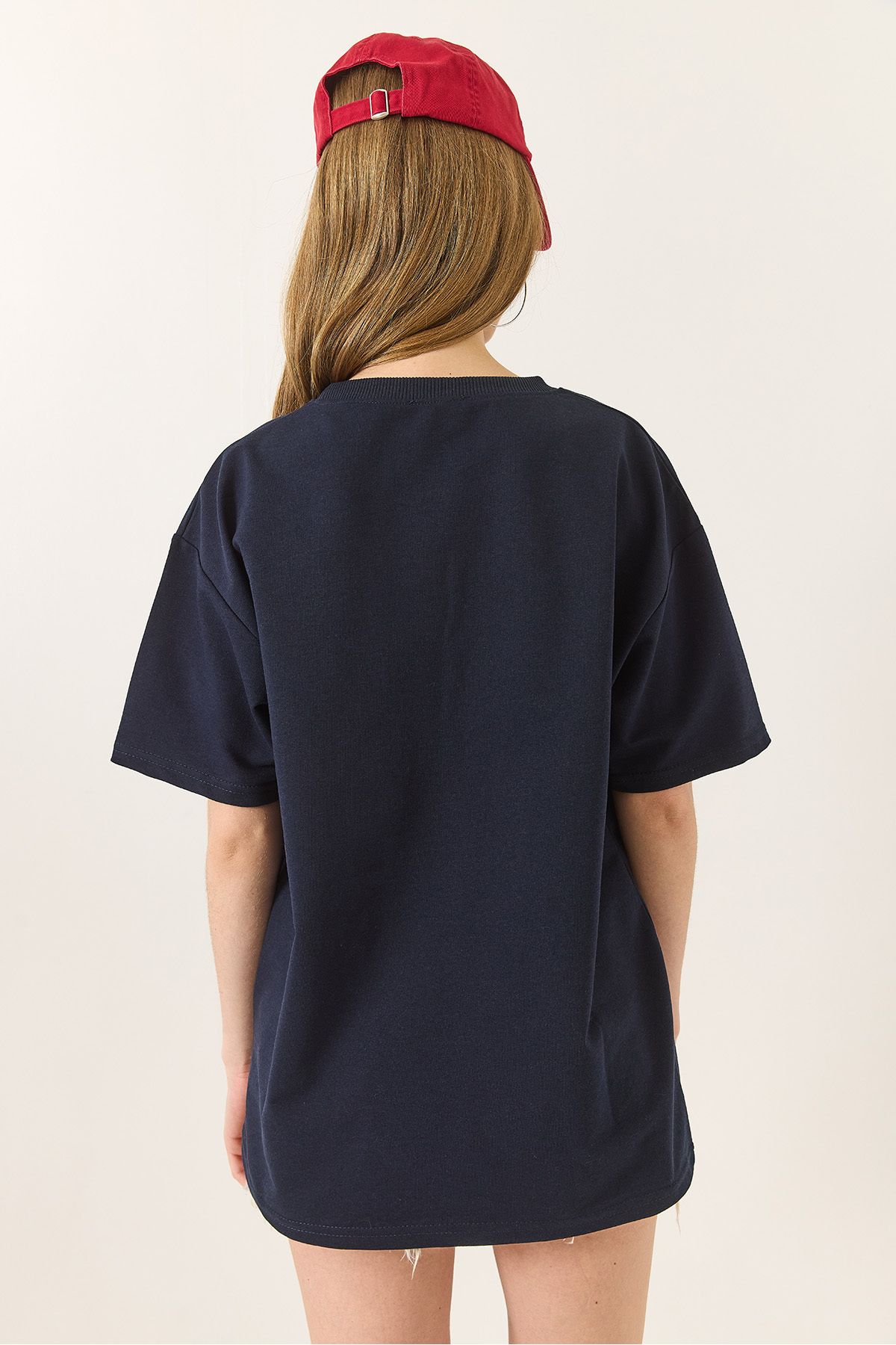 Bianco Lucci-Women's Printed Oversize Short Sleeve Basic T-Shirt 60284034 6