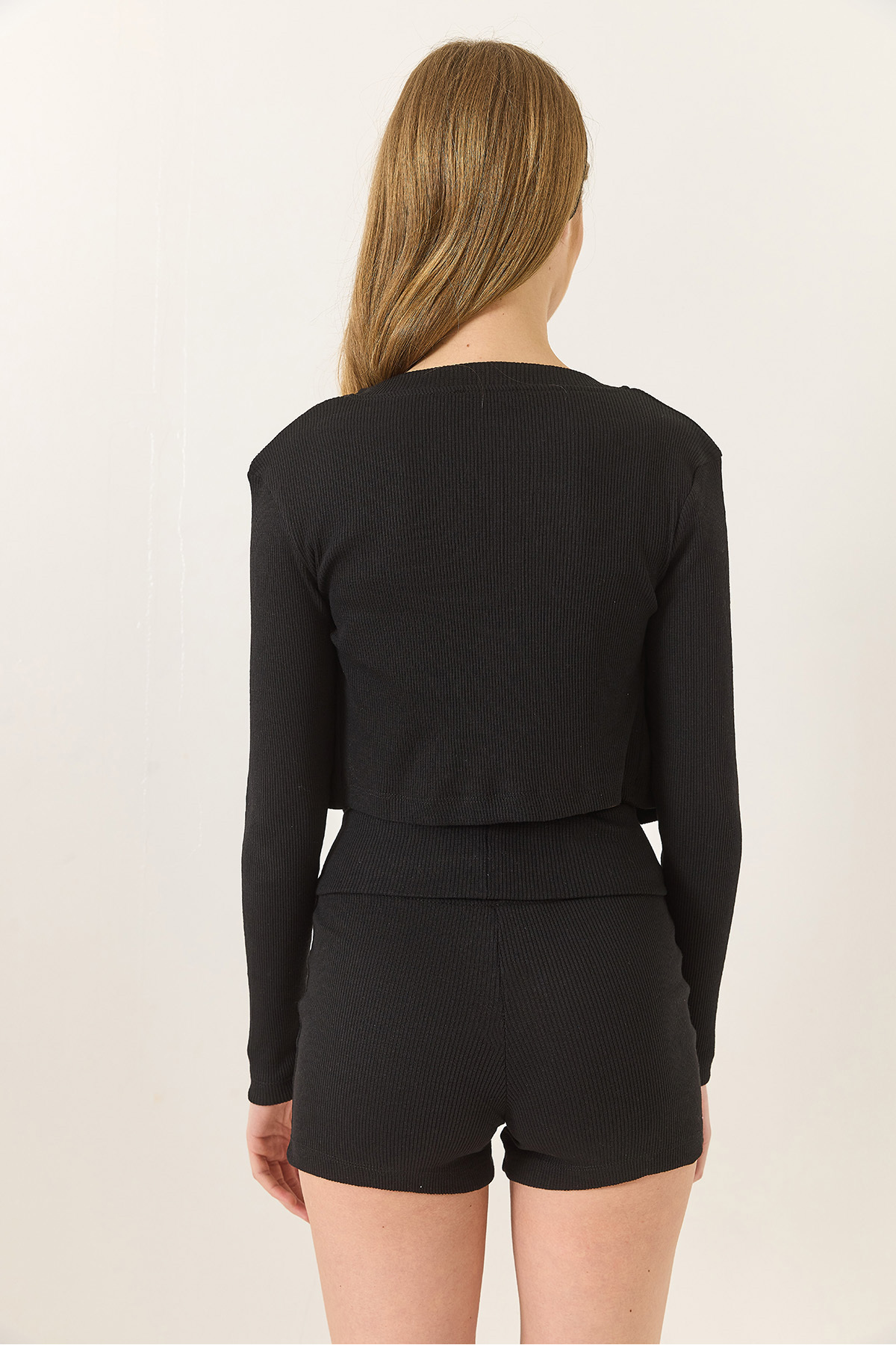 Bianco Lucci-Women's Camisole Thin Strap Crop Cardigan Shorts Three Piece Suit 60284033 7
