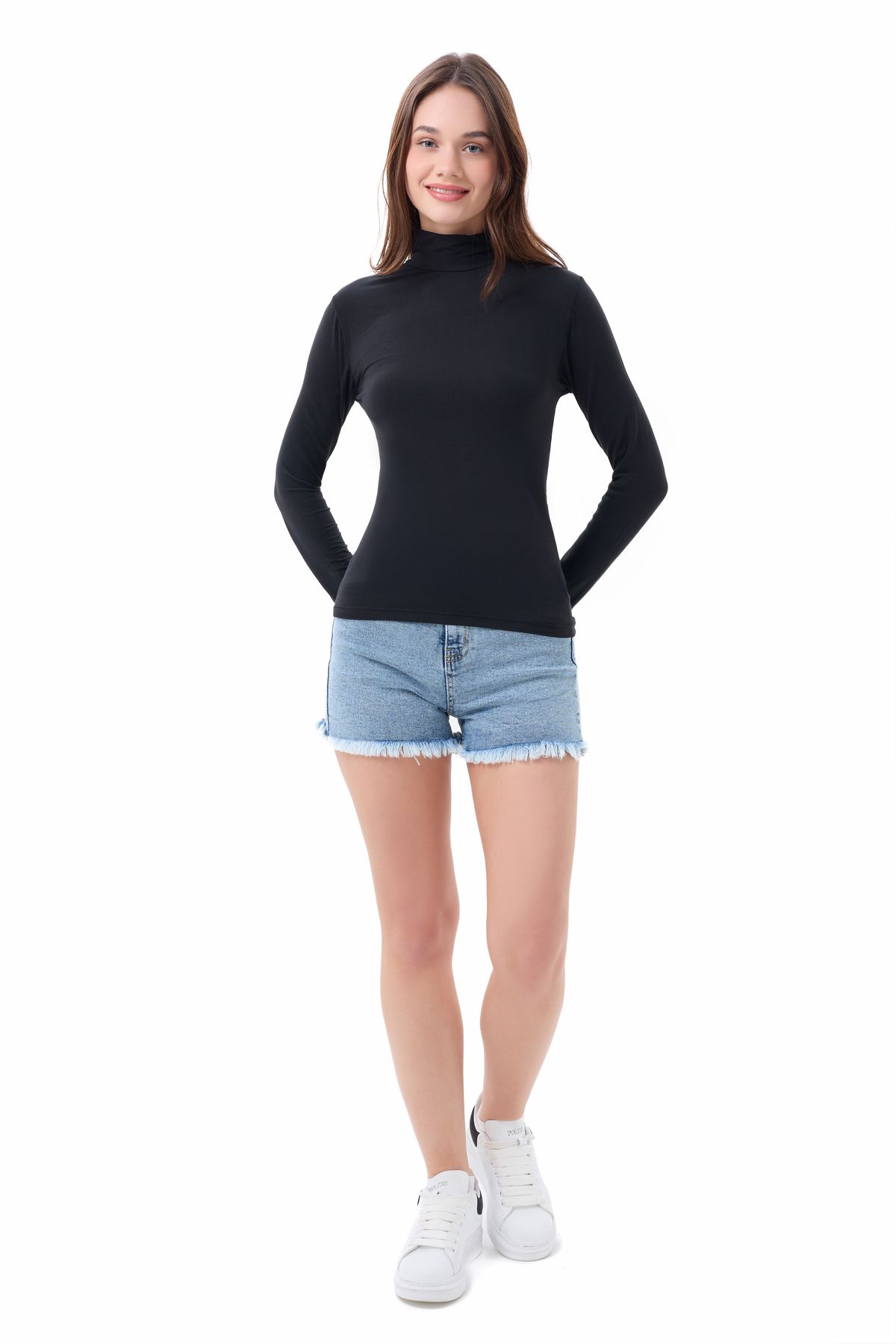vesantia-Women's Black Body Half Turtleneck 4