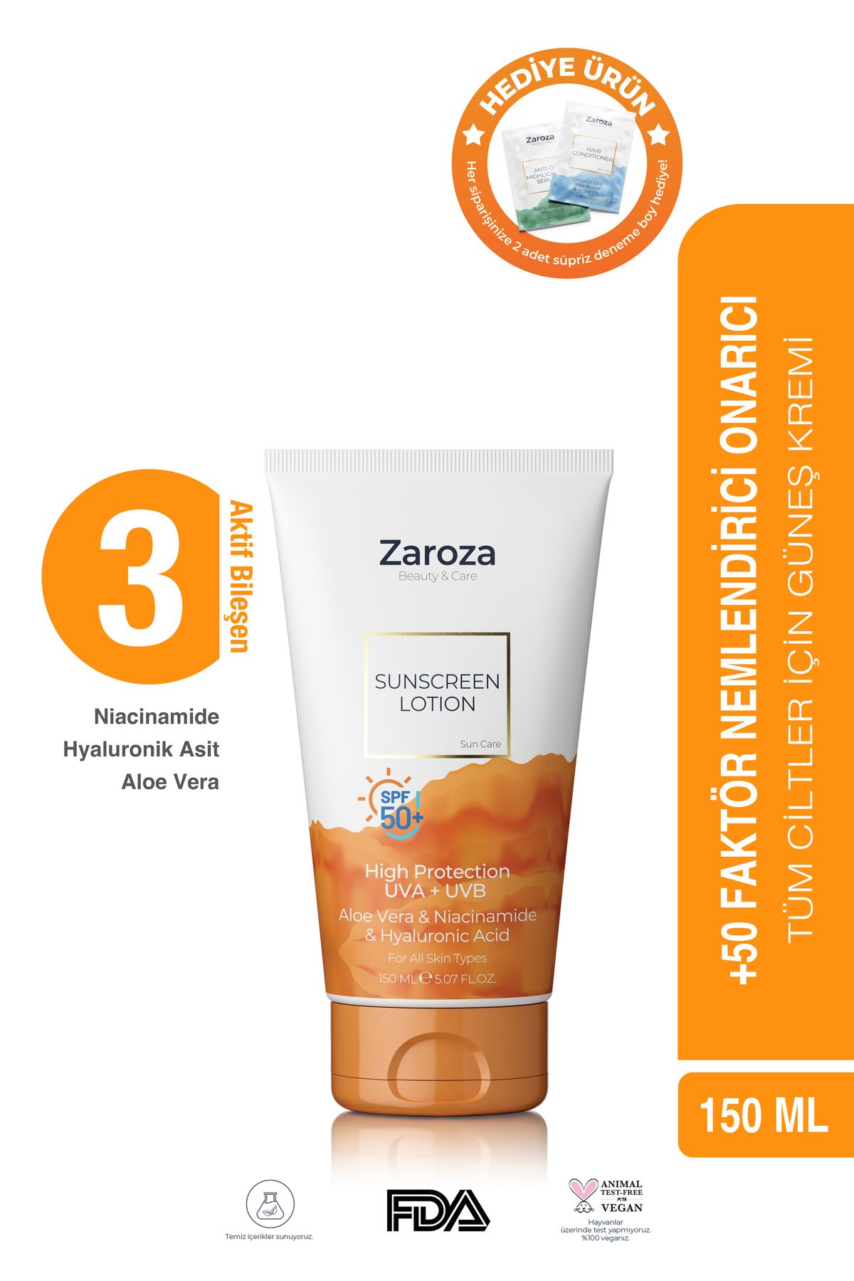 Güneş Kremi 50 Faktör- Sunscreen Lotion Spf 50 | Tüm Ciltlere Uygun - 150 ml