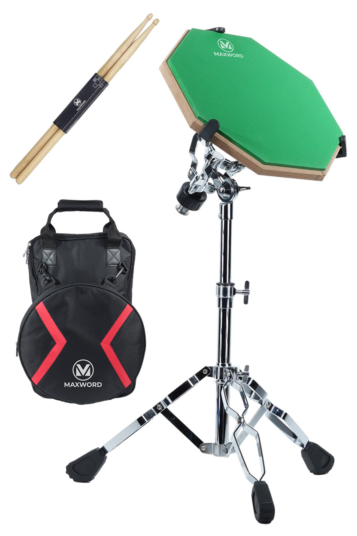 Maxword DD-239GR Pro Bateri Davul Çalışma Pedi Seti Drum Practice
