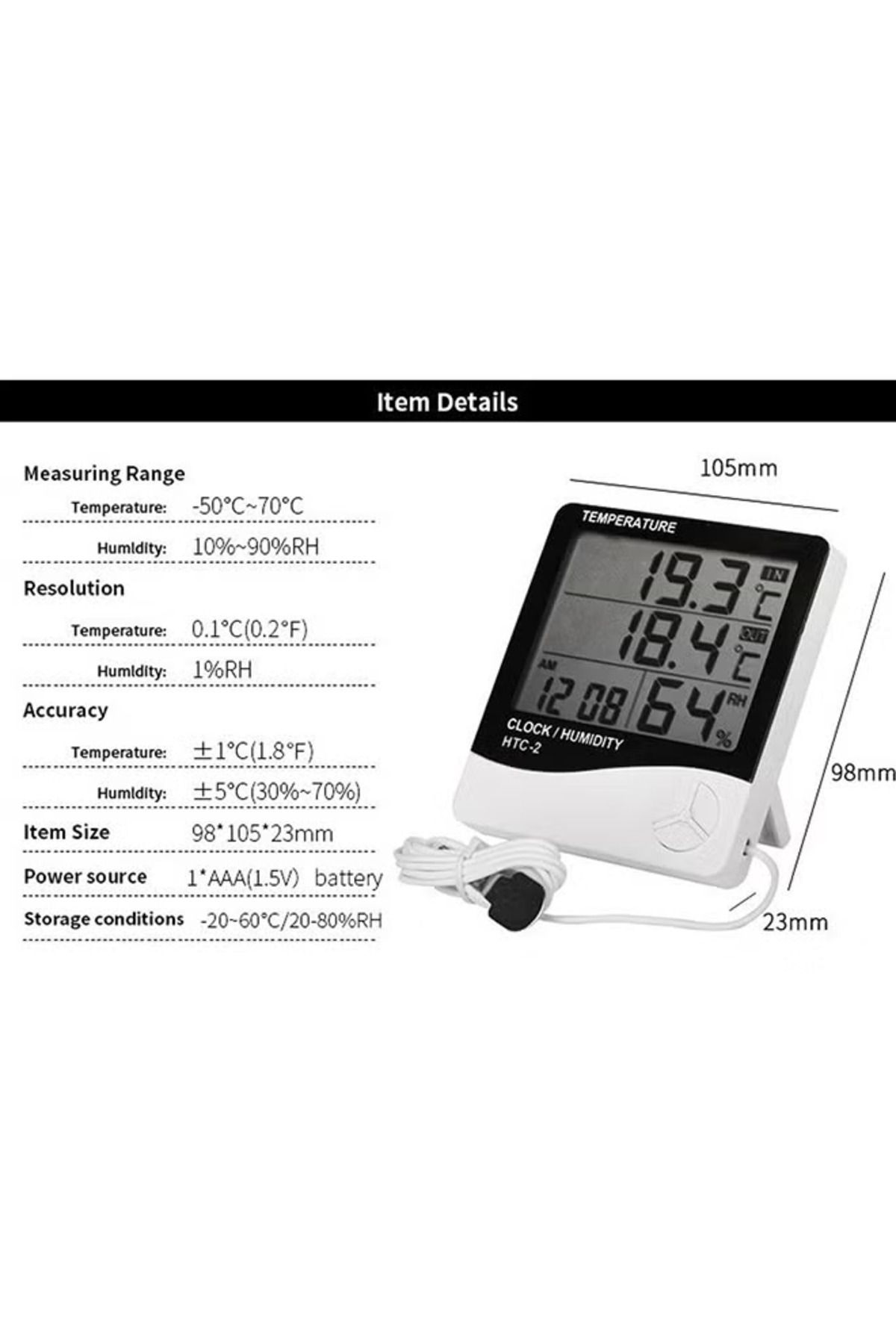 Primo Plus-Temperature And Humidity Meter White/Grey 5