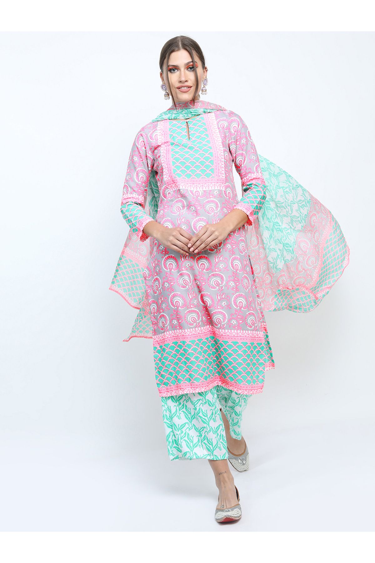 Vishudh By Styli-Women Multi-Color Printed Kurta Set with Dupatta 1
