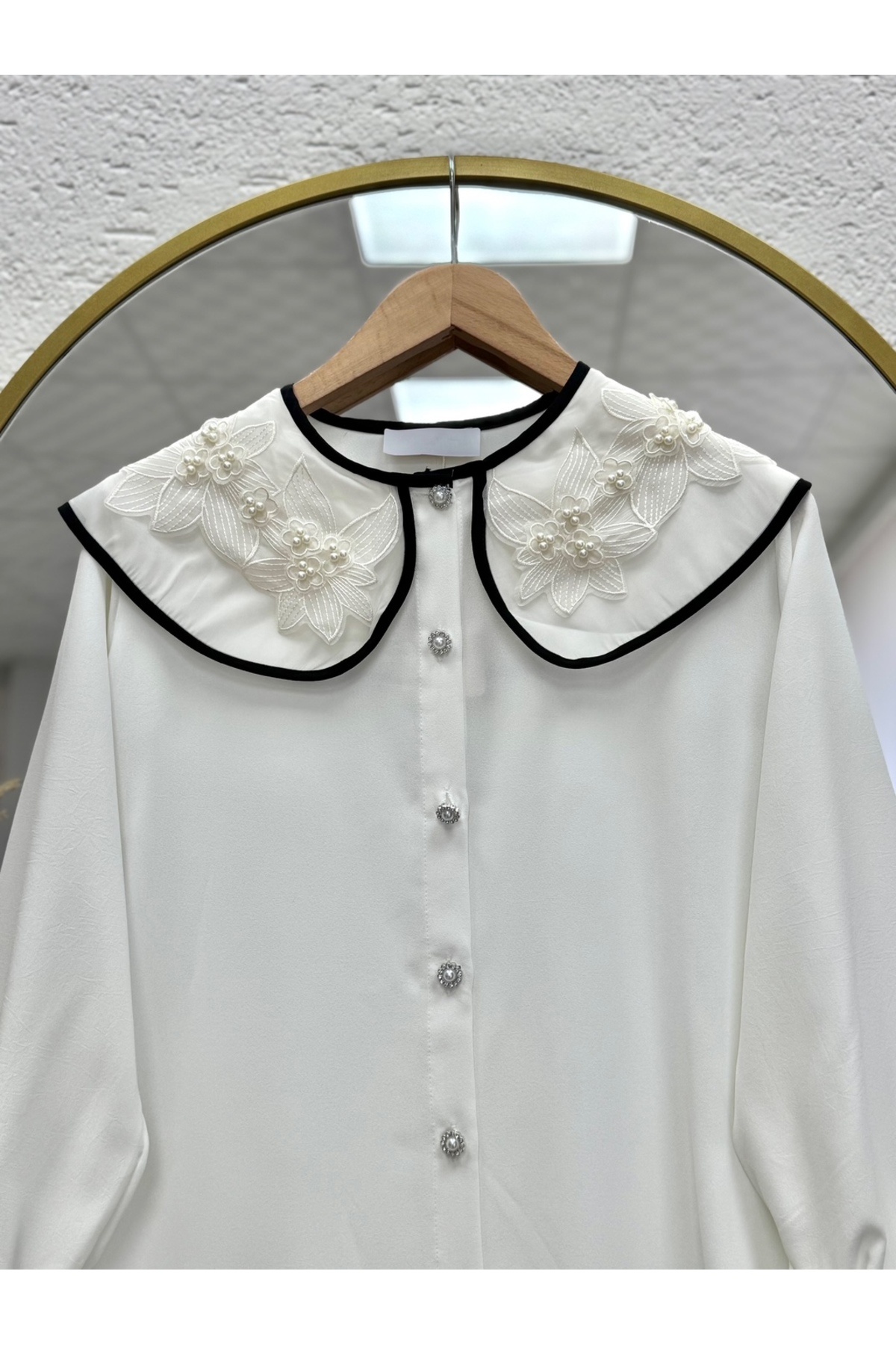 Ebrar Store-Zenelle Ready-Made Linda Tunic with Collar-El1930 White 2