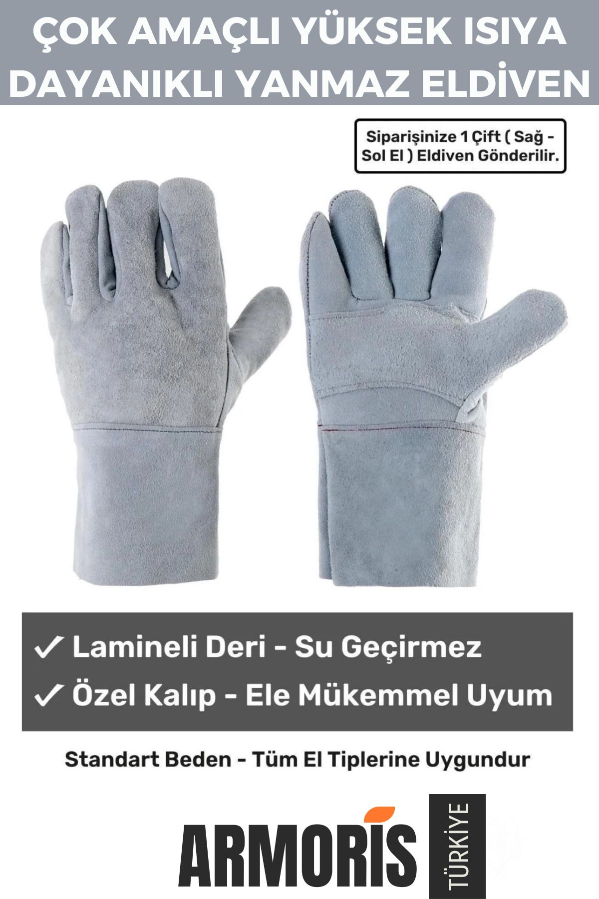 Armoris Yeni Nesil Yanmaz Isıya Dayanıklı Eldiven Kaynak Yangın Için Su Geçirmez Çok Amaçlı Deri Eldiven