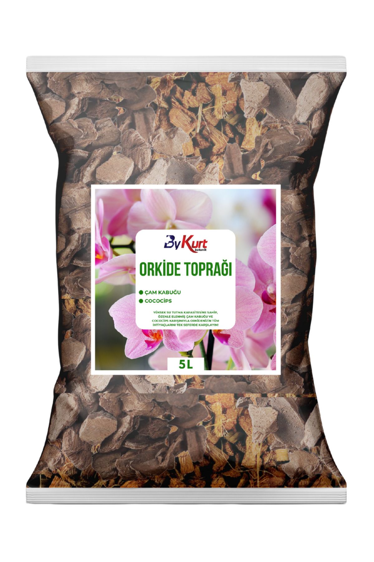 ByKurt 5L Orkide Toprağı İri Parçalı Çam Kabuğu & CocoCips Karışımı Elenmiş ve Temizlenmiş