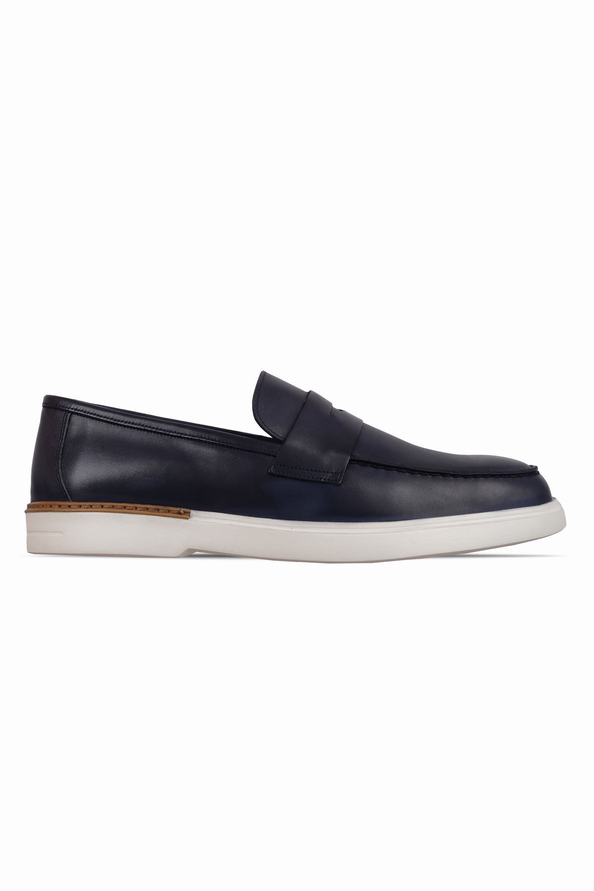 Lal Shoes & Bags-Armesa Men's Genuine Leather Casual Shoes-Navy Blue 1