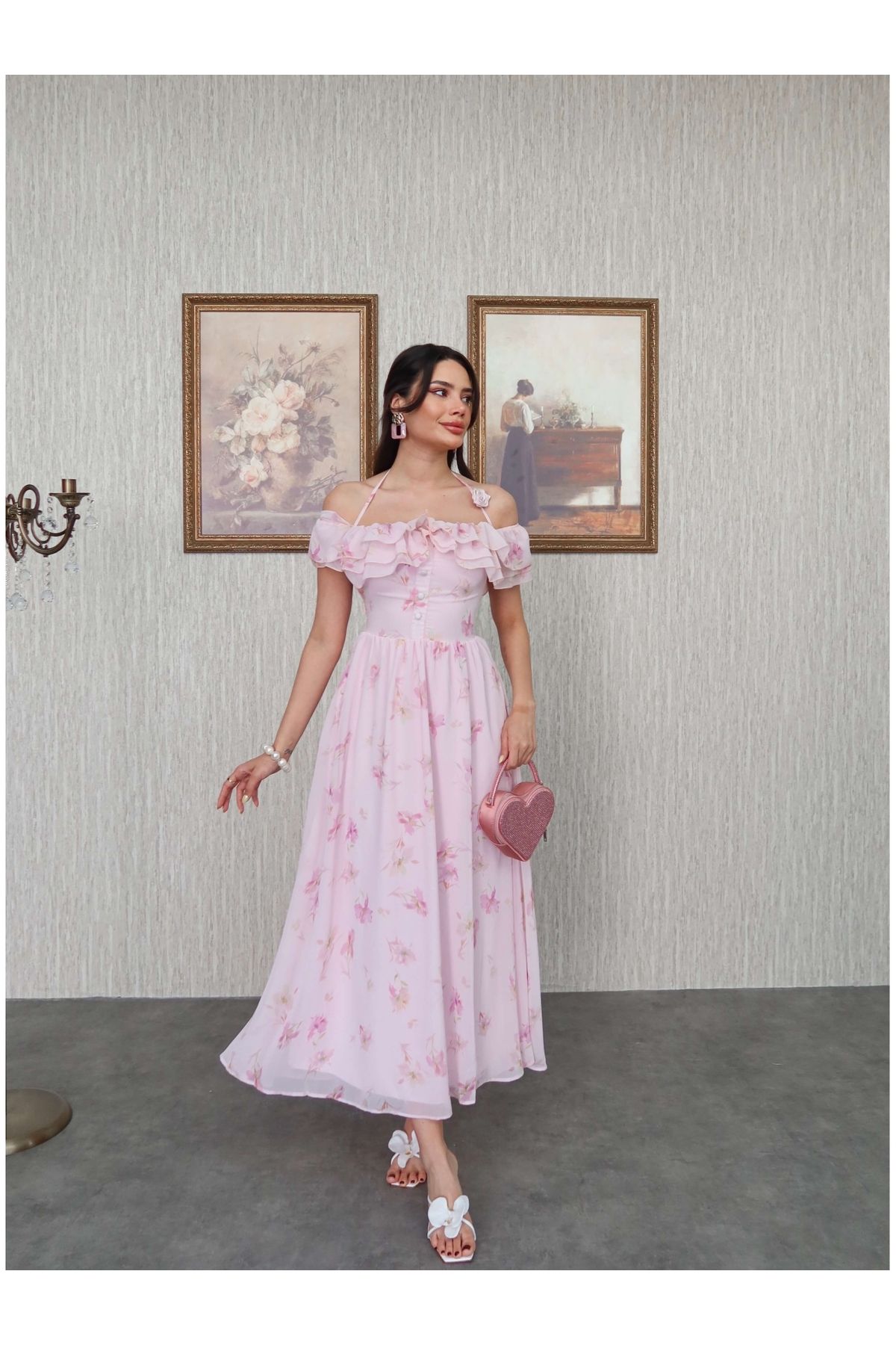 ESRAHELVACI-Romantic Dress with Shoulder Ruffles 5
