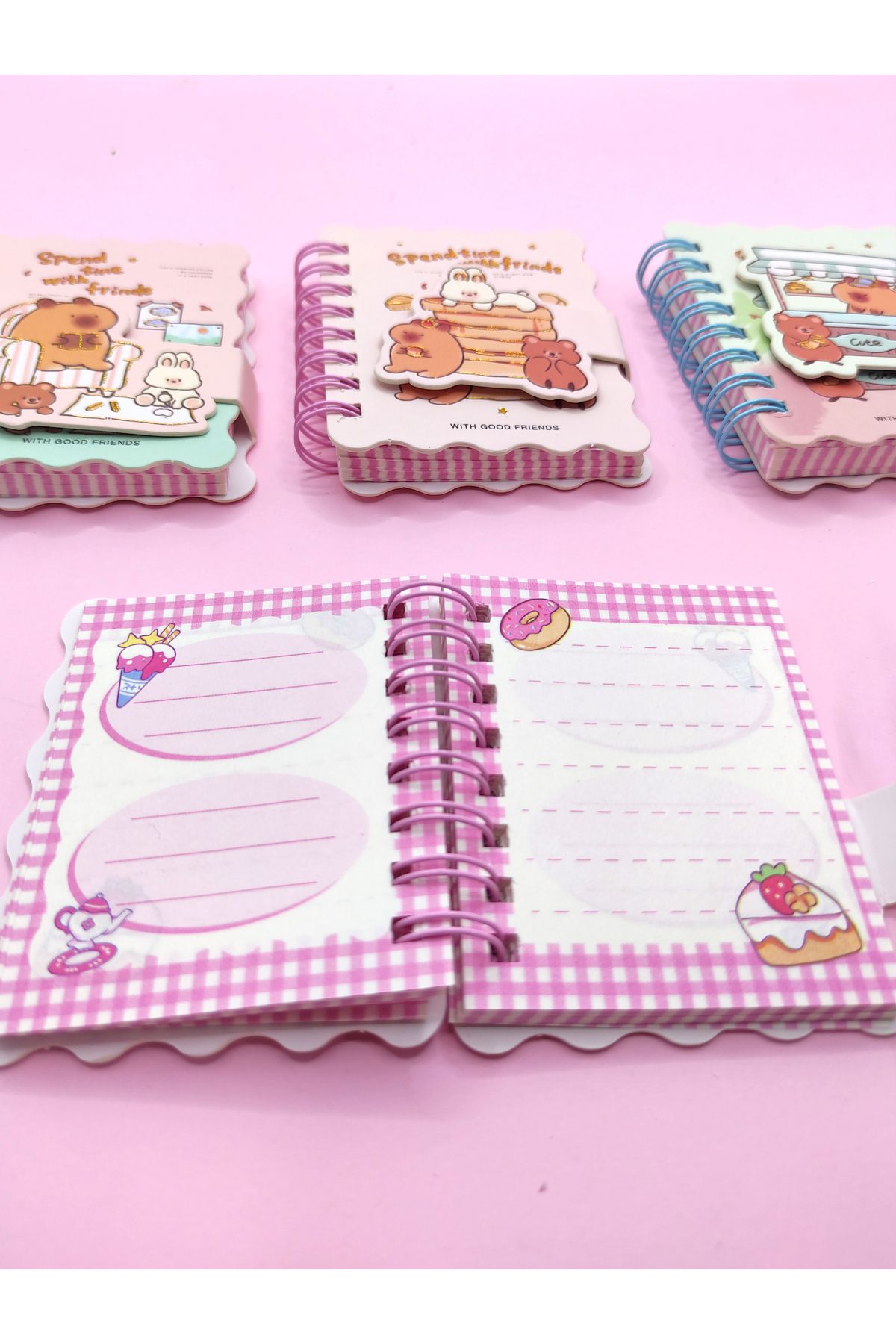 Limmy-Capybara Rabbit Bear Velcro Pocket Size Mini Notepad (7X8 cm) - Bff 4