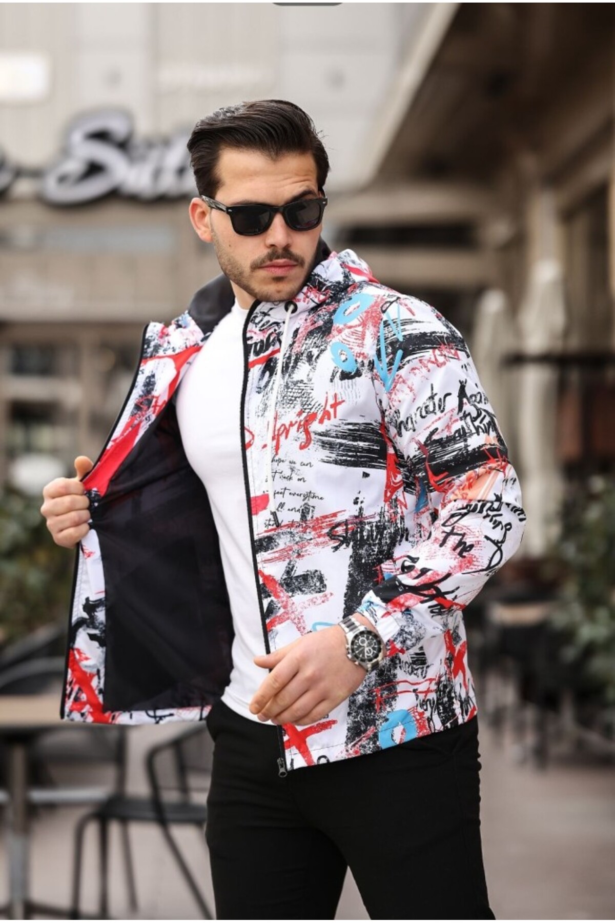 Beyaz Renk Yazı Baskılı Spor Model Kumaş Mont — مشکی TRGW5U5F6V — تصویر 5 از 6