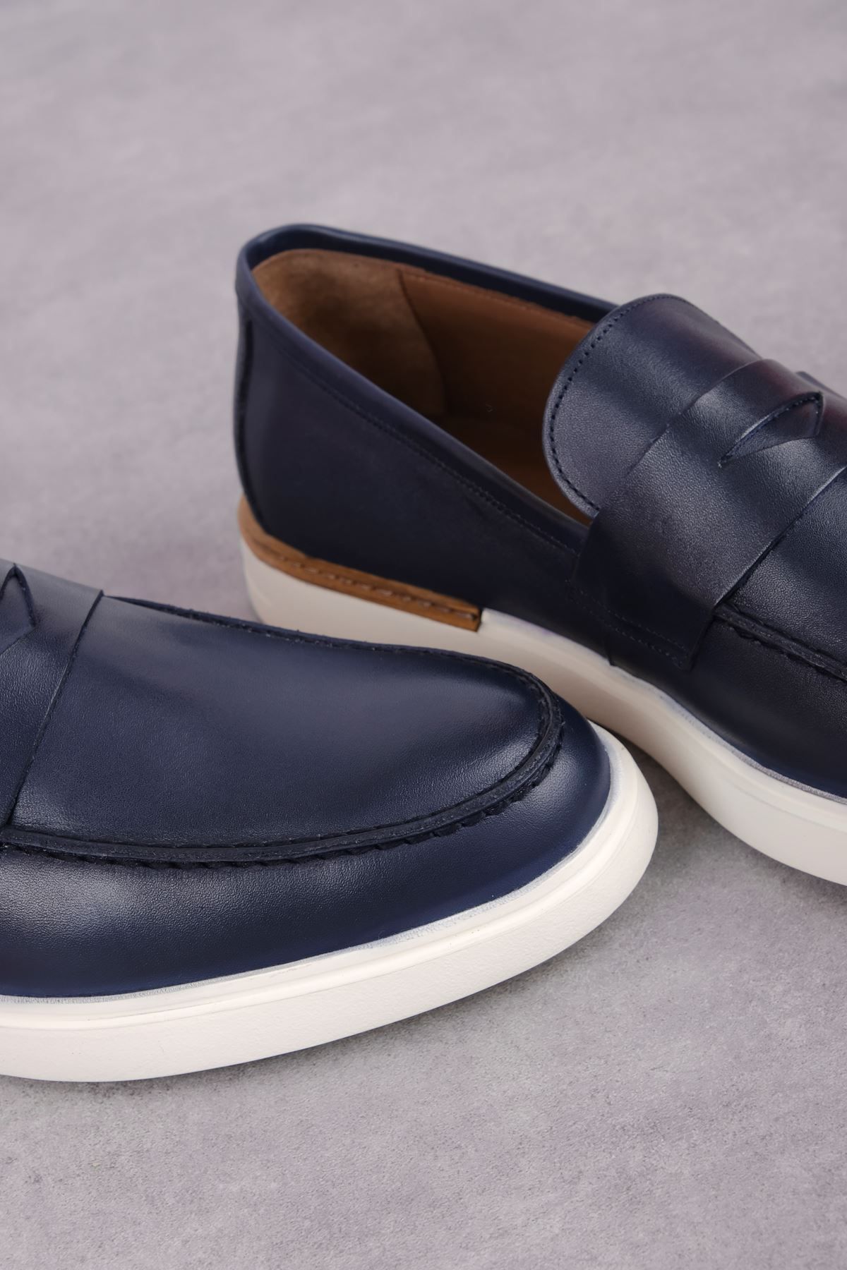 Lal Shoes & Bags-Armesa Men's Genuine Leather Casual Shoes-Navy Blue 3