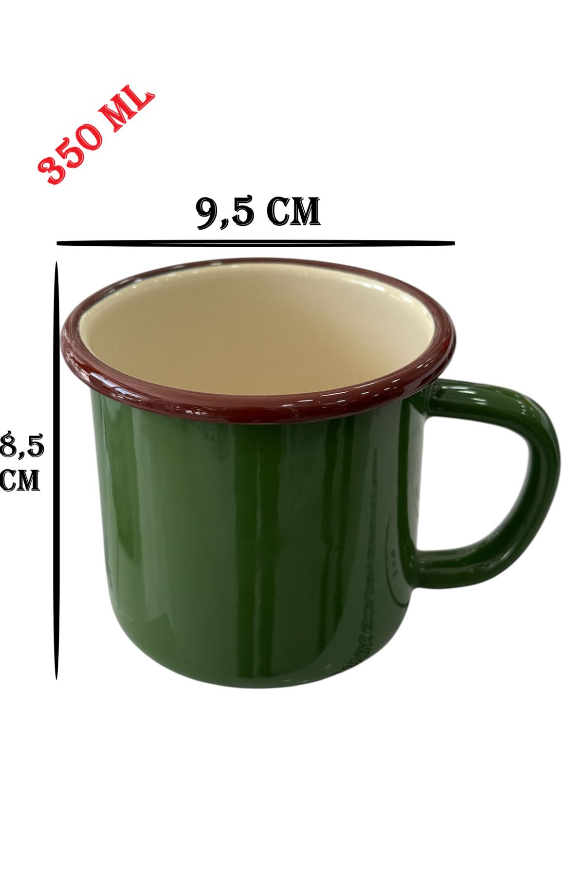 AHİR TİCARET-Marbling Metal Enamel 350 ml Tea and Water Cup with Handle Set of 2 3