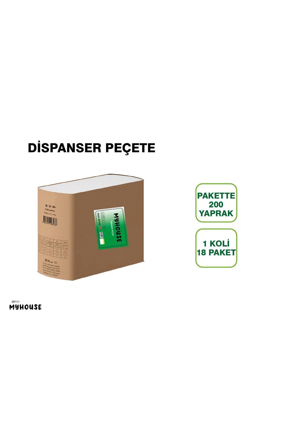 kozanoğlu MY111 DİSPENSER PEÇETE 18Lİ