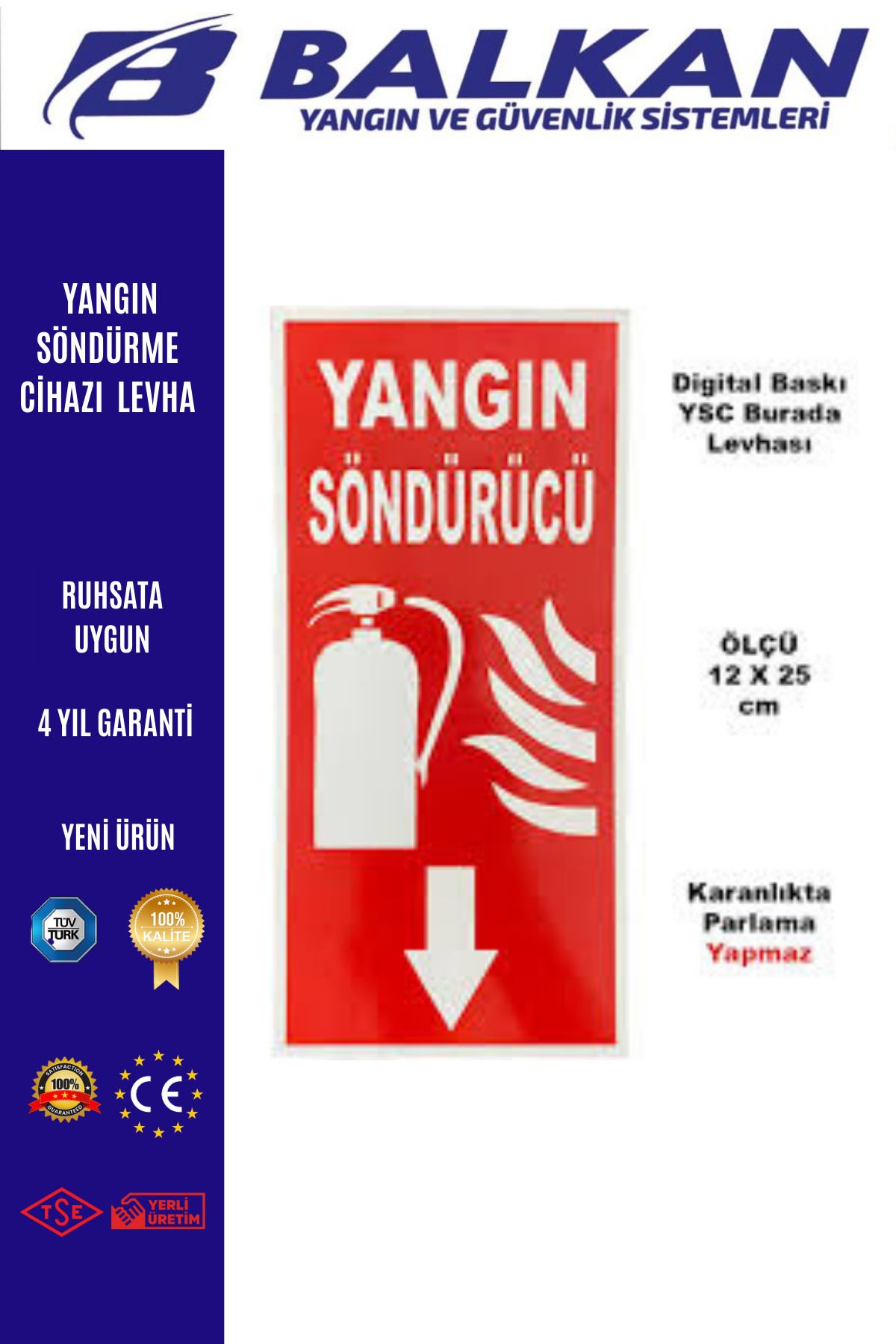 Balkan Ticaret yangın söndürme cihazı levha