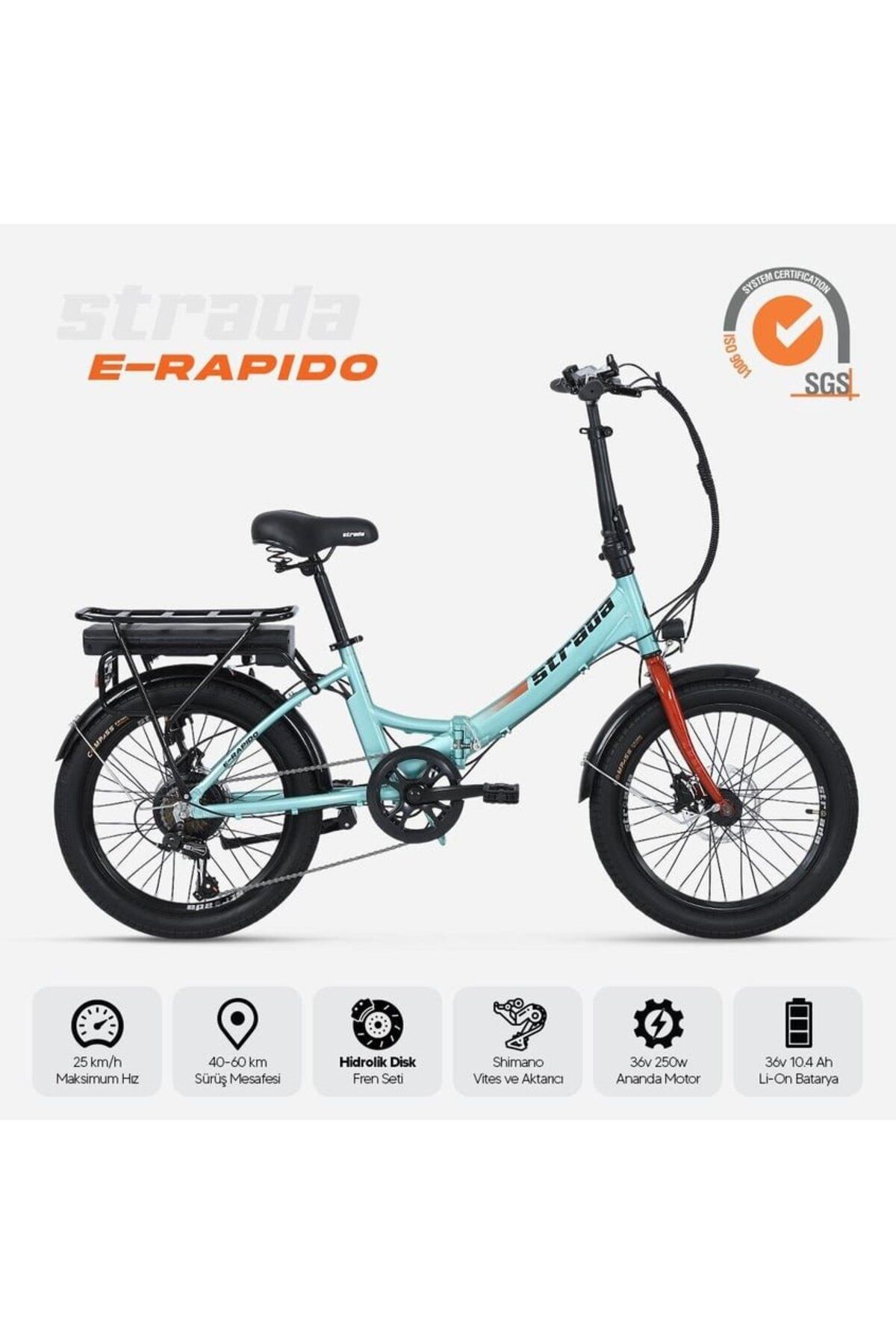 Bike And Art Strada E-Rapido 20 Jant Folding Elektrikli Bisiklet