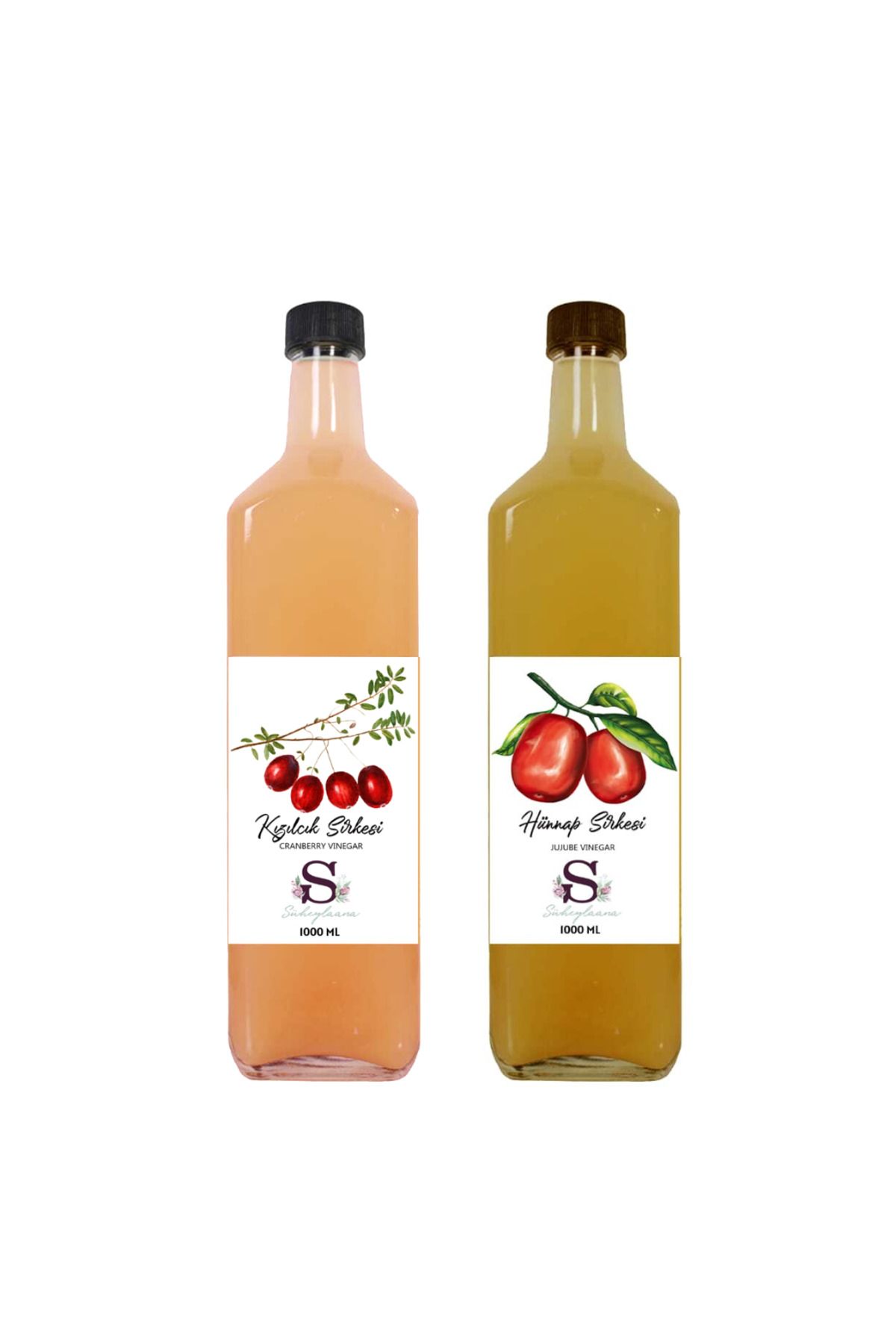 Süheylaana Doğal Kızılcık Sirkesi 1000 Ml - Doğal Hünnap Sirkesi 1000 Ml