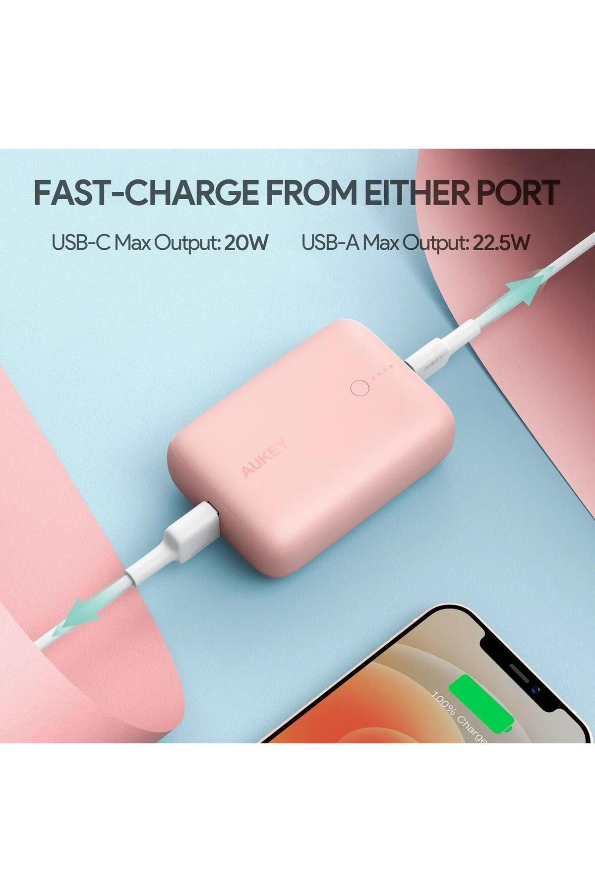 AUKEY-Power Bank 10000mAh Pink PB-N83S PINK 5