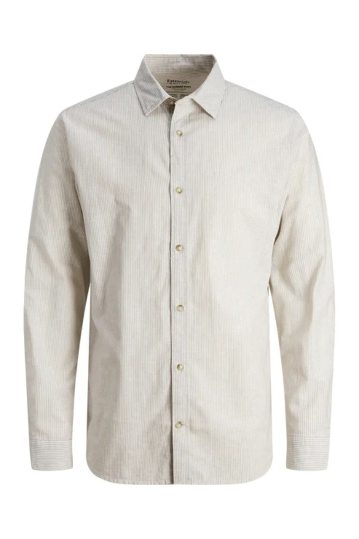 Jack & Jones-Ανδρικό λινό μακρυμάνικο πουκάμισο J&j Sand Beige White 3