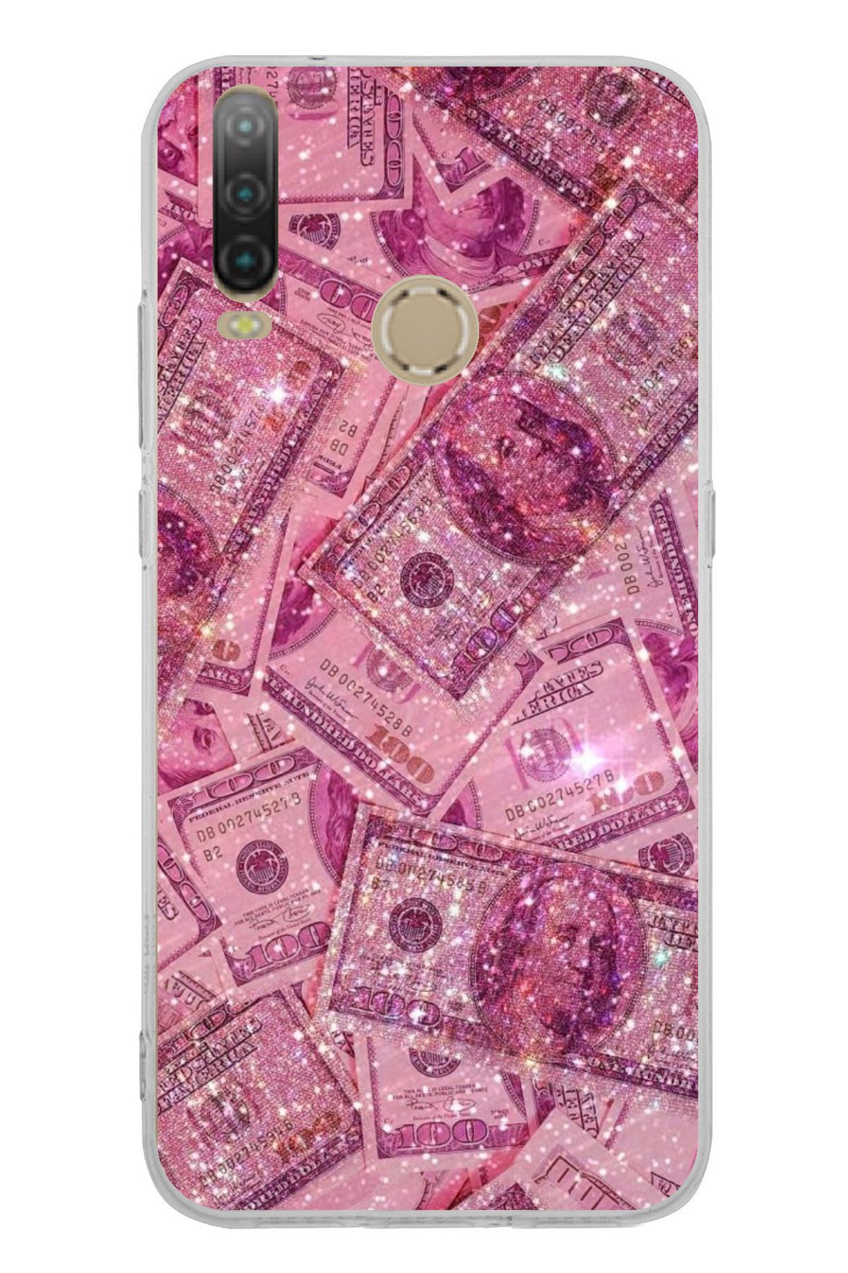 TechTree General Mobile GM 10 Uyumlu Pembe Işıltılı Dolarlar Şeffaf Silikon Kılıf