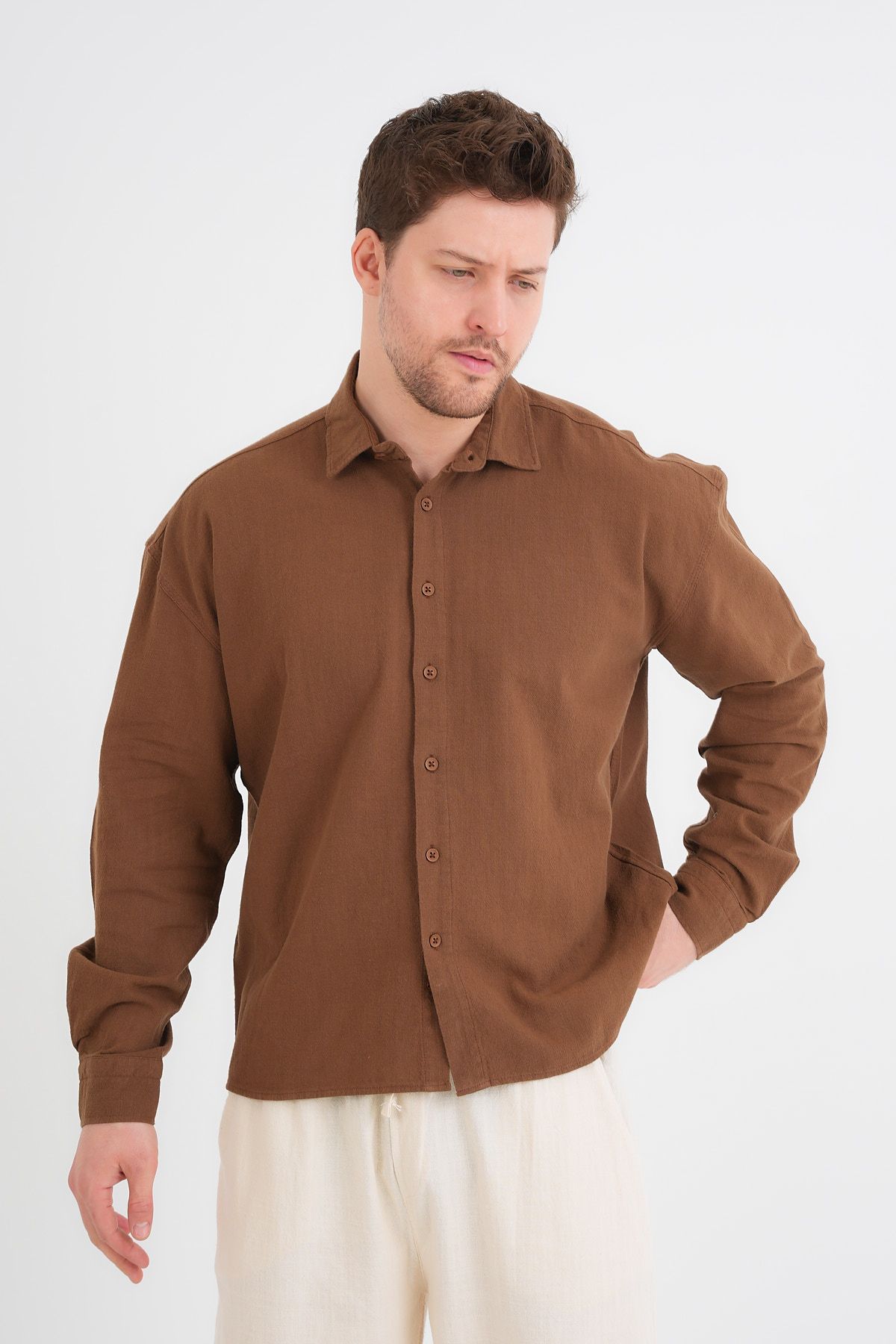 Redline-Comforted Men's Oversize Cotton Shirt 4
