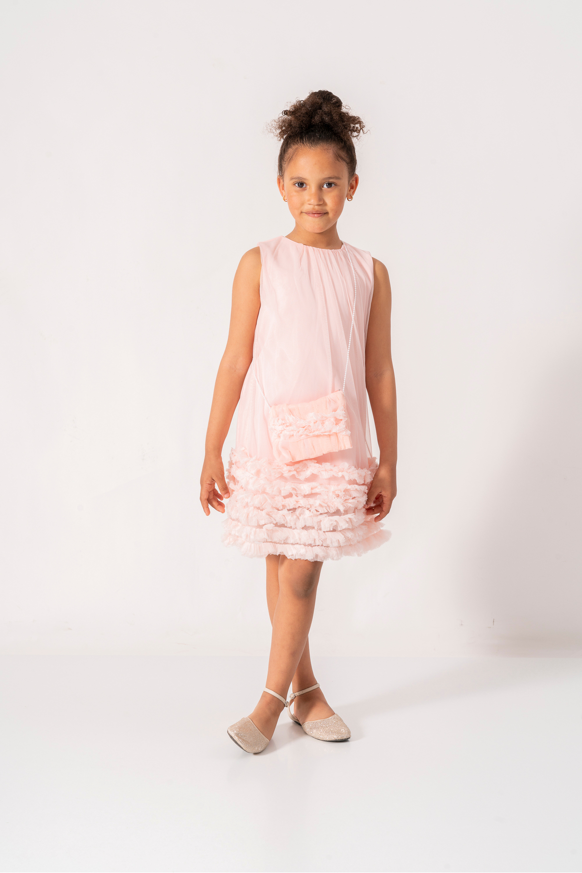 YUSALİ Yakadan Büzgülü Tüllü Çantali Abi̇ye/ Özel Gün /doğum Günü/parti̇ Elbi̇sesi̇ fotoğrafı 2 (önizleme)