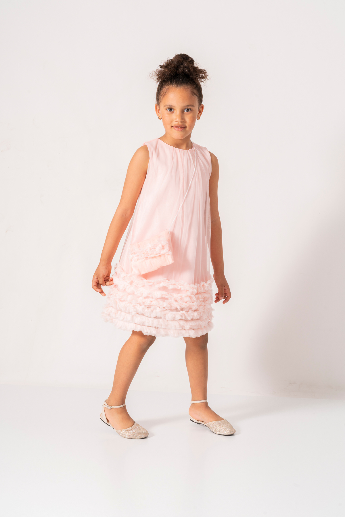 YUSALİ Yakadan Büzgülü Tüllü Çantali Abi̇ye/ Özel Gün /doğum Günü/parti̇ Elbi̇sesi̇ fotoğrafı 4 (önizleme)