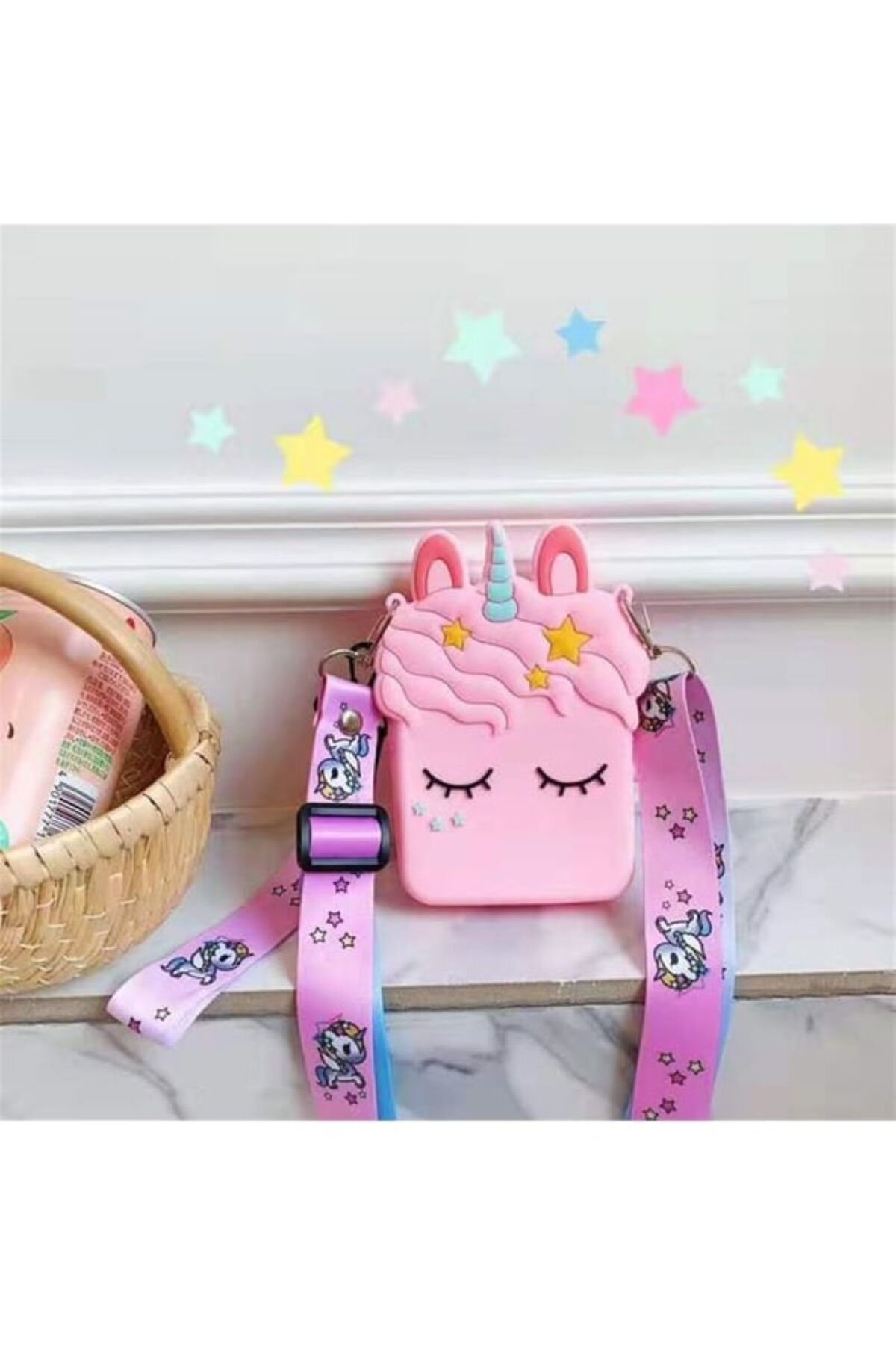 oyuncakçı savaş & europe shop Kiz Çocuk Silikon Unicorn Tasarım Omuz Çanta Cüzdan modeli sanrio