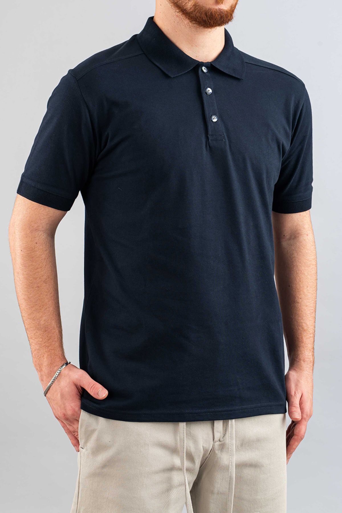 bombe Erkek Slim Fit %100 Pamuklu Yumuşak Dokulu Polo Yaka T-Shirt Basic Tişört