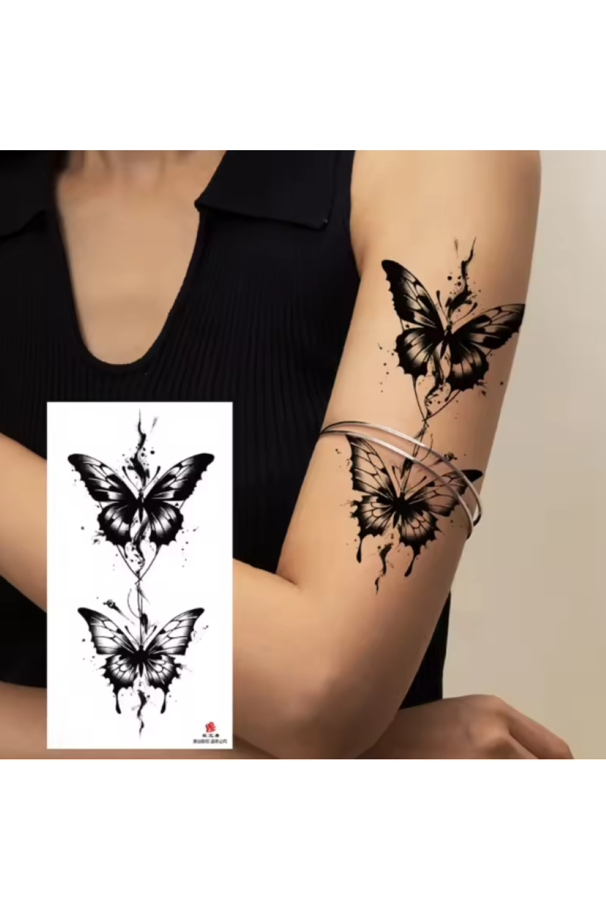 GLANZEND Gerçek Dövme Görünümlü Kelebek Modelli 3 Boyutlu Tattoo