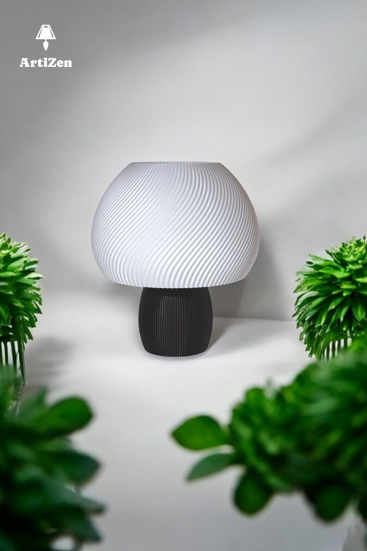 TechCore-Wavy Mushroom Lampshade - Luxury & Modern Design (for Bulb) Black Matte 4