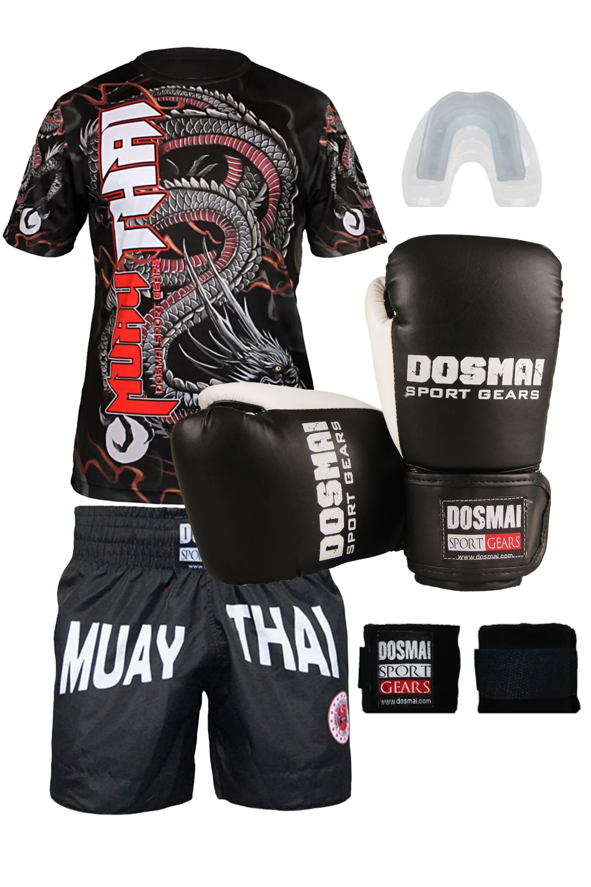 DO-SMAI Boks Kick Boks Muay Thai İnferno Boks Seti Boks Eldiveni Spor T-Shirt Şort Takımı Başlangıç Paketi