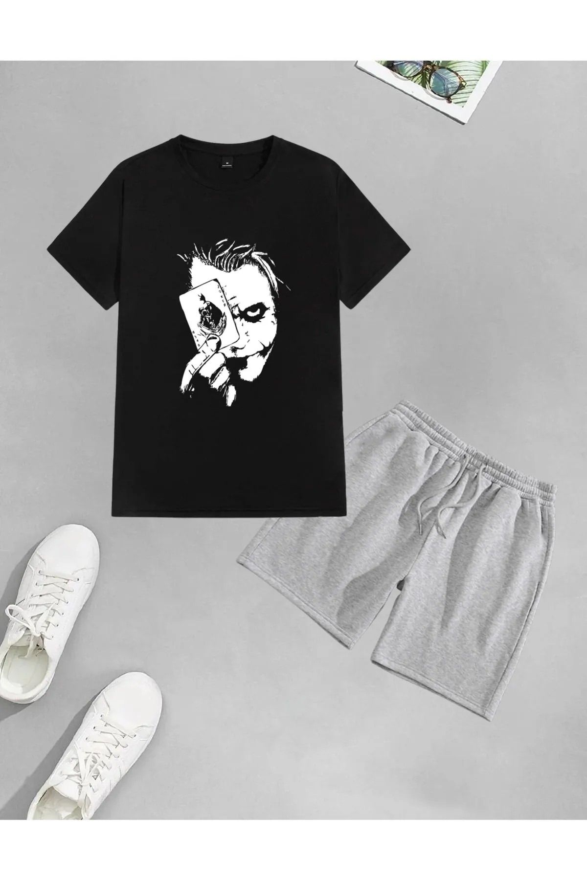 Drapara nisex Plato Baskılı Şort-T-shirt takımı