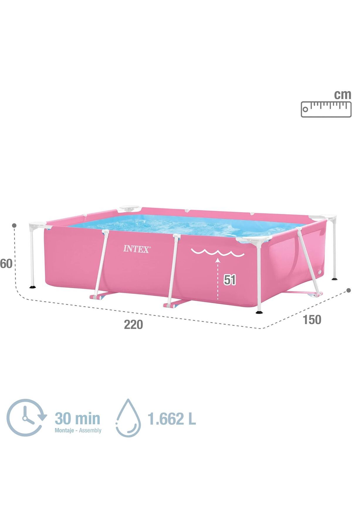 Intex-Rectangular Frame Pool by Intex, Pink, Size 220 150 60 cm, Model 28266NP 7