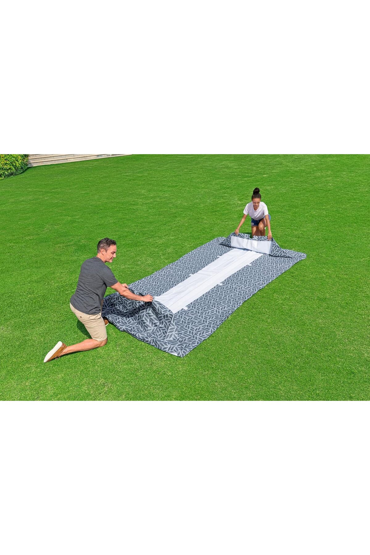 BESTWAY-Steel Pro Frame Pool Without Pump 366 201 66 cm Square with Leaf Pattern 9