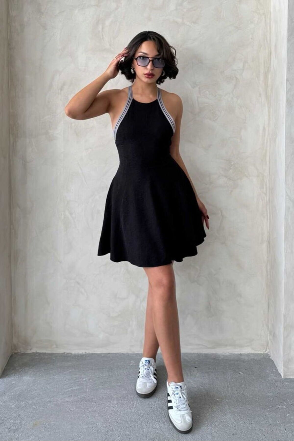 HARVESSE-Stylish Stripe Detailed Flared Cut Dress 1