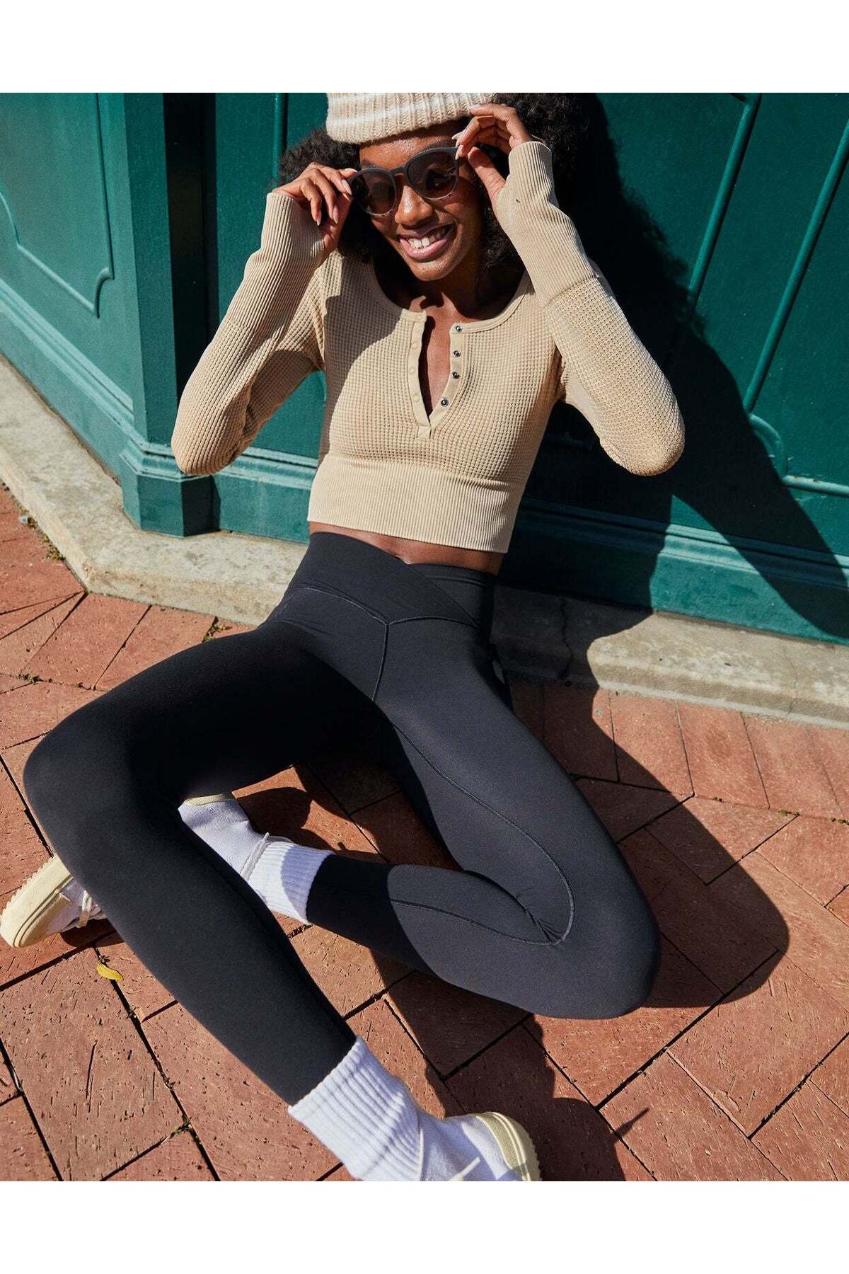 High Waisted Crossover Flare Leggings Aerie Fleece Leggings 90