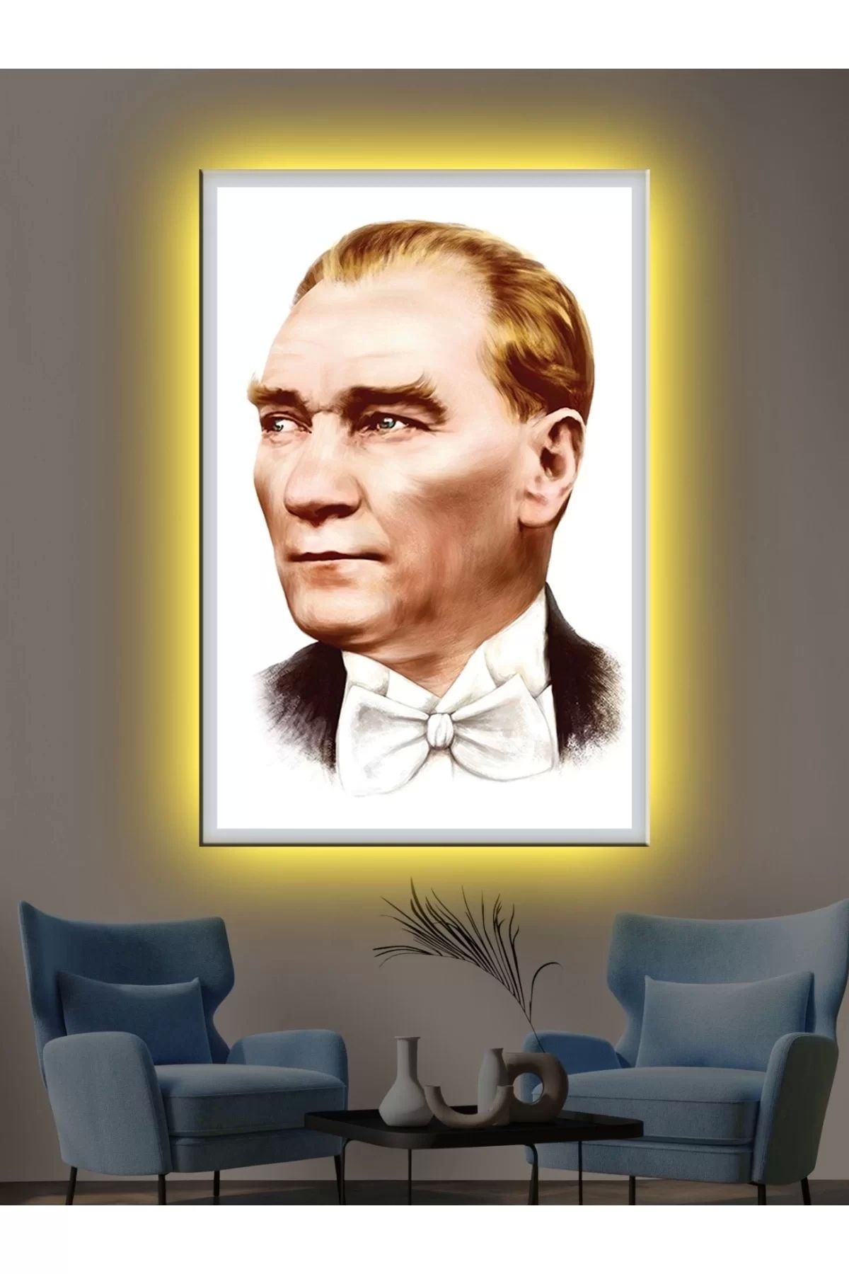 feifei Led Işıklı Atatürk Şık Hediyelik Kanvas Tablo